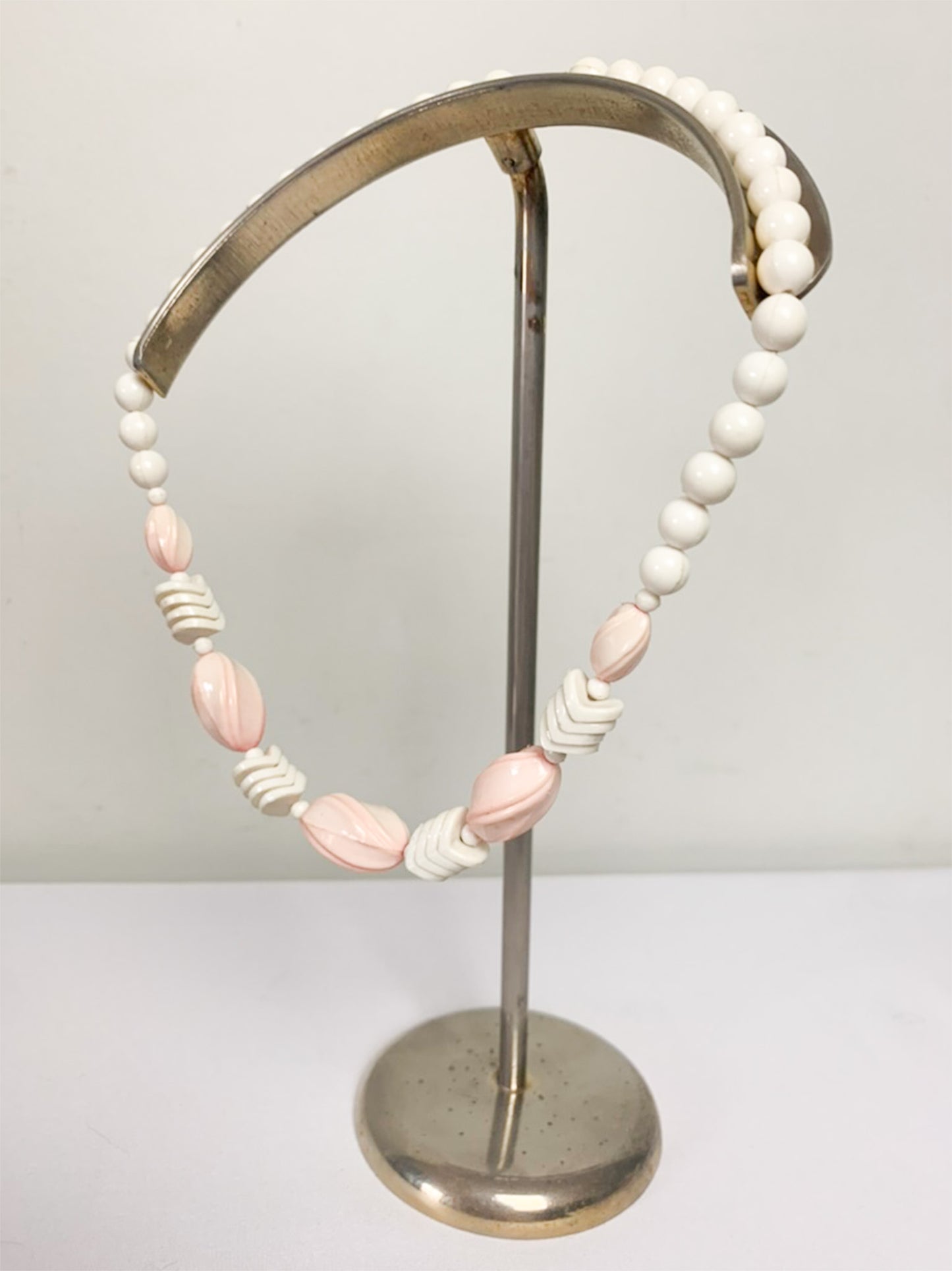 Collier Vintage Années 60 - Perles Roses et Crème - Fantaisie
