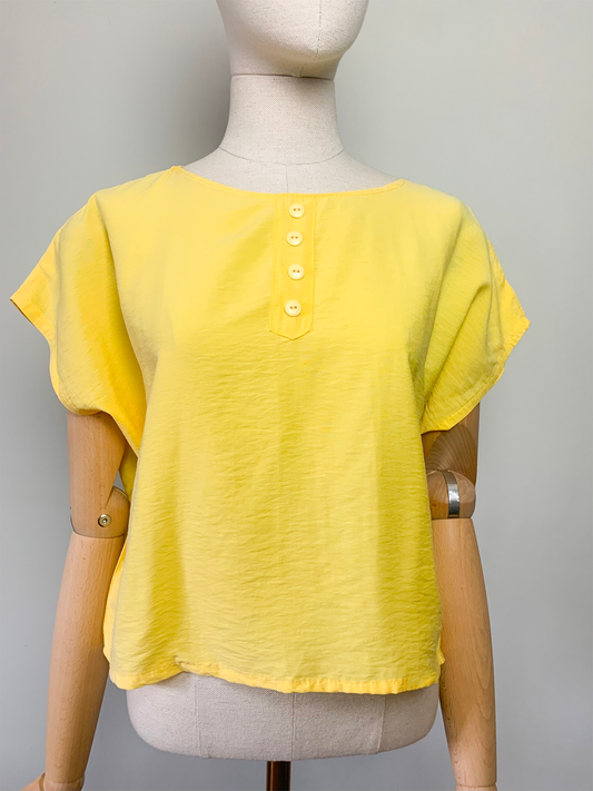 Blouse oversize manches courtes jaune vintage
