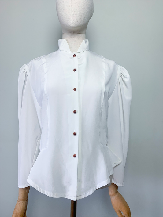 Chemisier blanc fluide à basque vintage 80’s