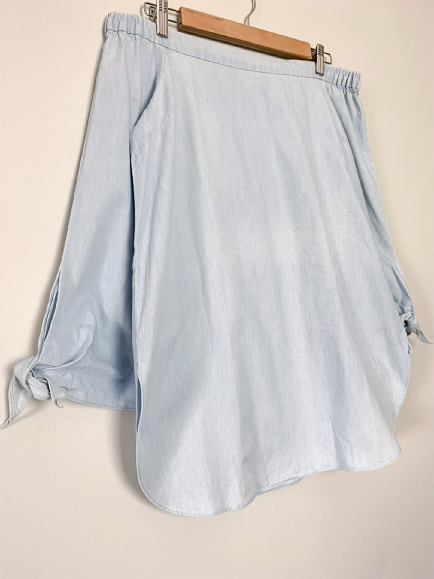 Blouse tunique en coton bleu épaules dénudées Seed