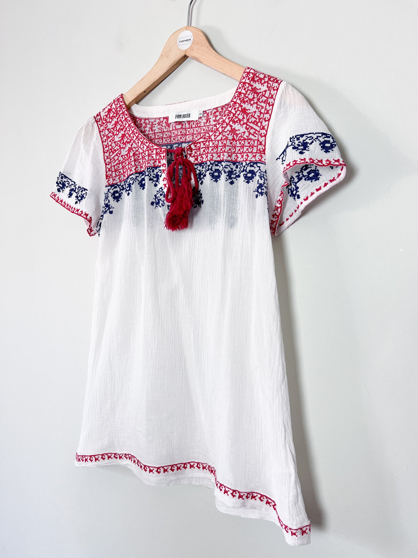 Blouse Folk - 100% Coton - Broderies Bohèmes & Pompons Lynn Adler - T. 36