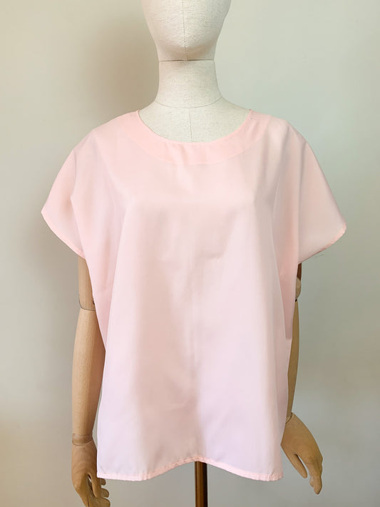 Blouse Fluide Vintage Années 90 Rose - Coupe Boxy & Aérienne - T. Unique (38 au 44)