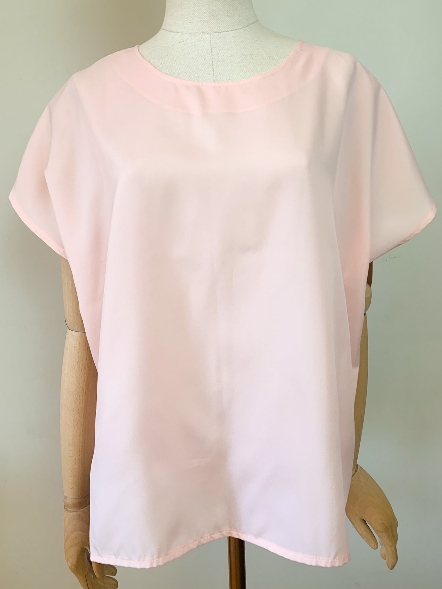Blouse Fluide Vintage Années 90 Rose - Coupe Boxy & Aérienne - T. Unique (38 au 44)