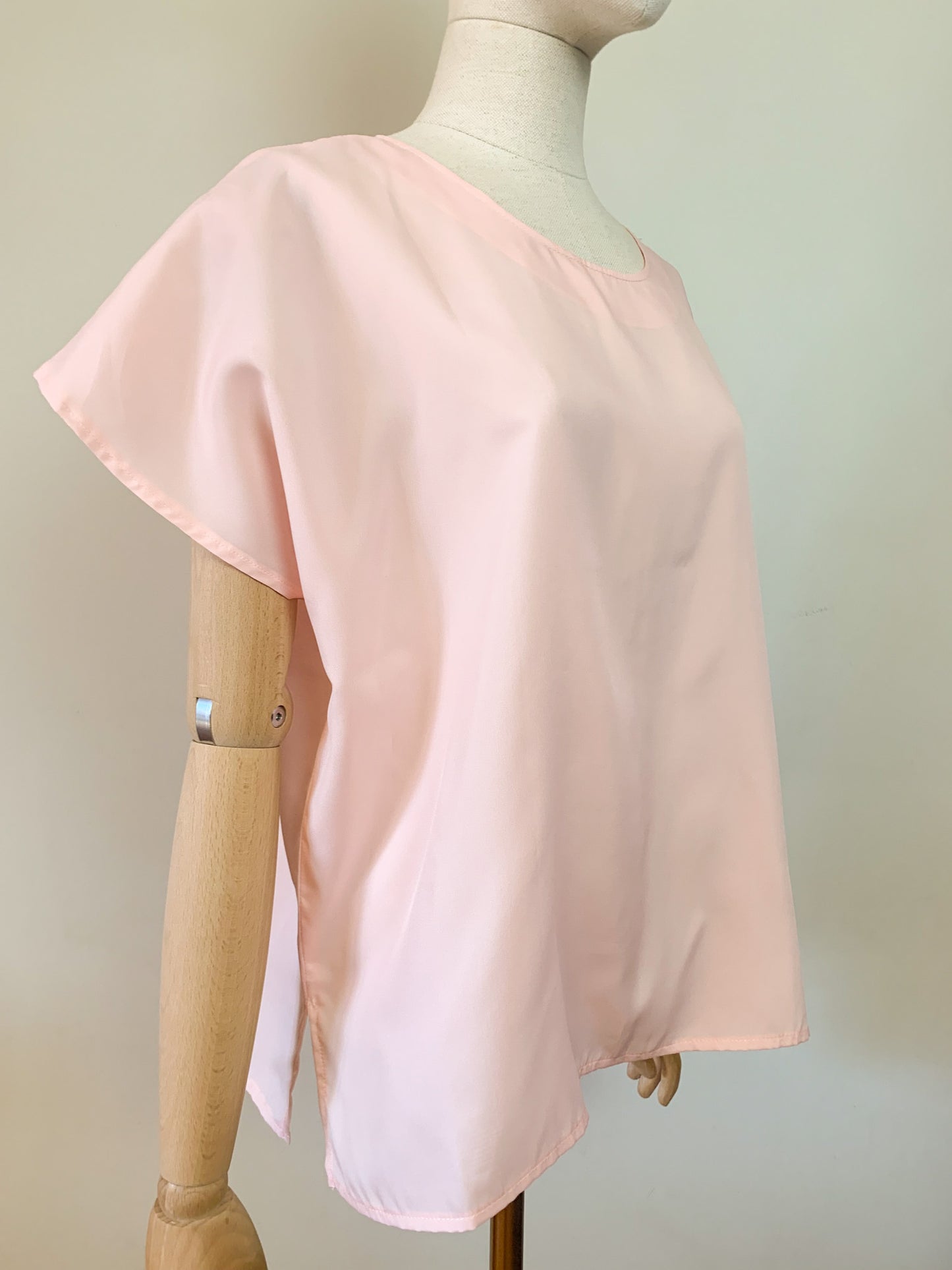 Blouse Fluide Vintage Années 90 Rose - Coupe Boxy & Aérienne - T. Unique (38 au 44)