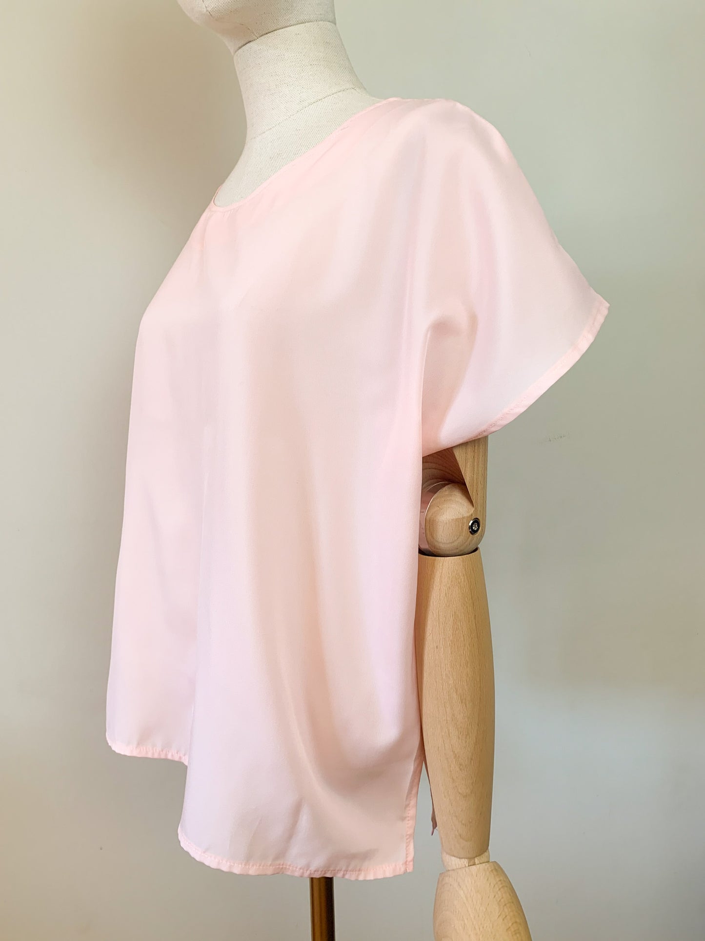 Blouse Fluide Vintage Années 90 Rose - Coupe Boxy & Aérienne - T. Unique (38 au 44)