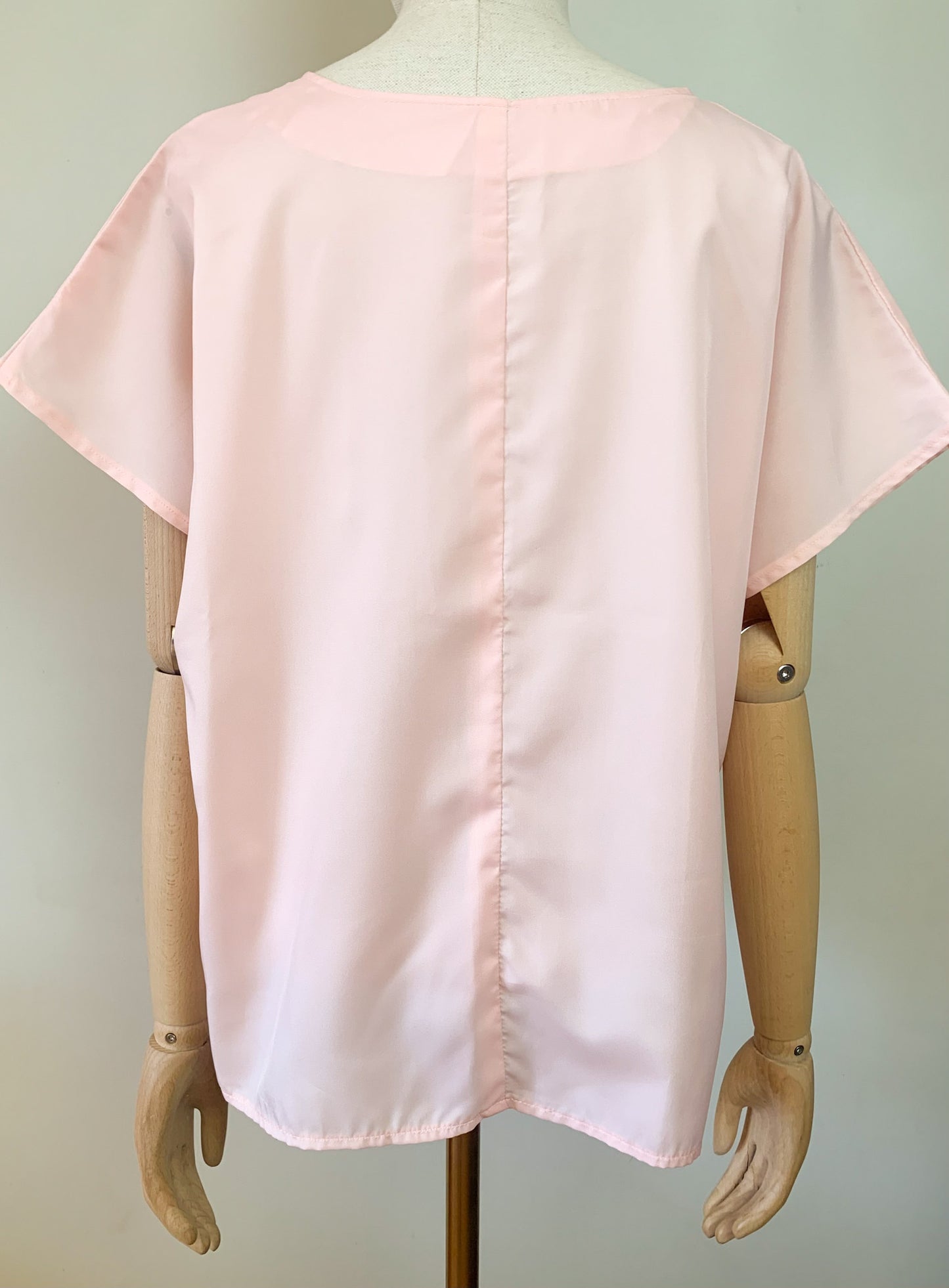 Blouse Fluide Vintage Années 90 Rose - Coupe Boxy & Aérienne - T. Unique (38 au 44)