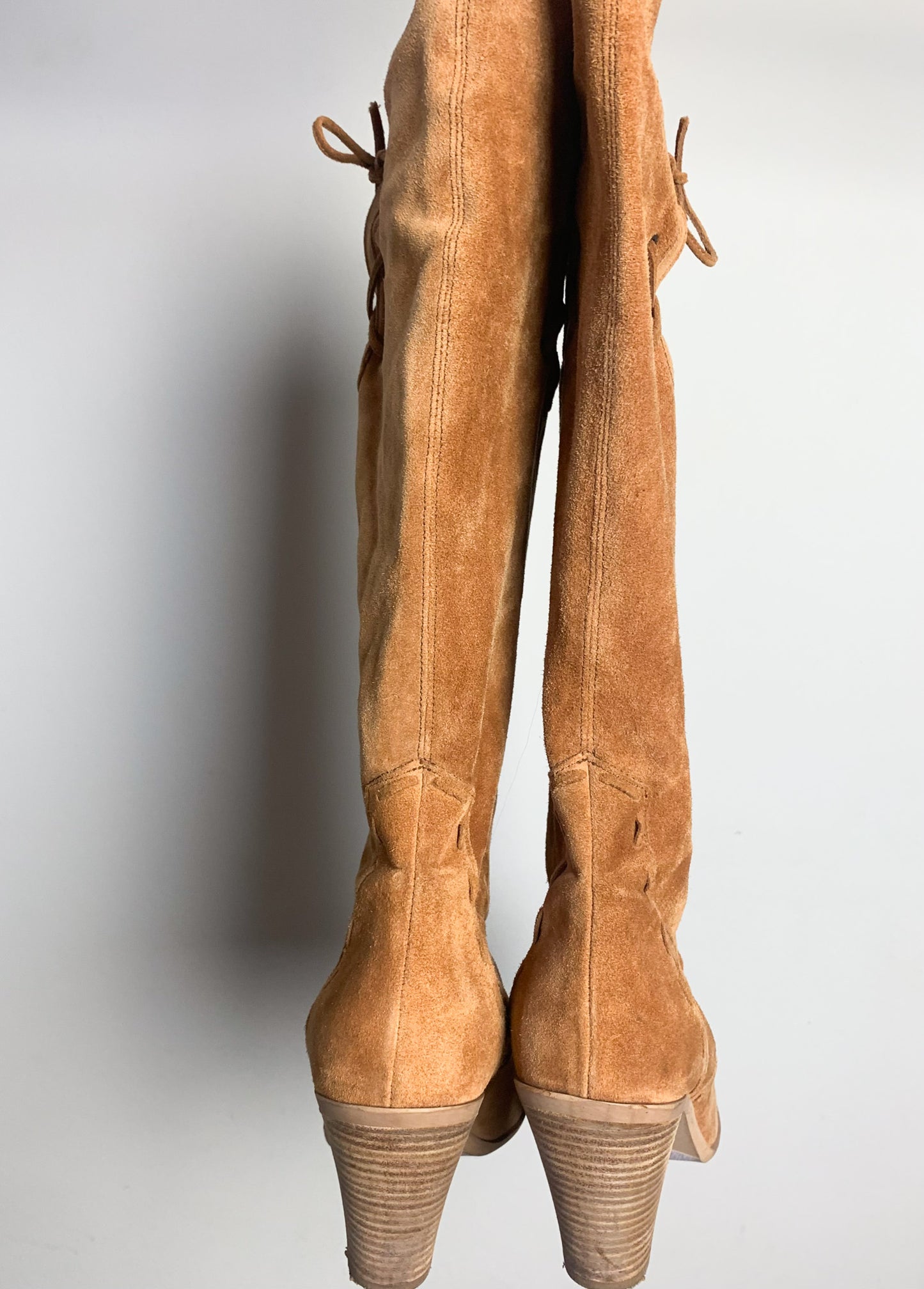 Bottes Western Cowboy à talons en Daim Camel - Détails Surpiqûres - T 38