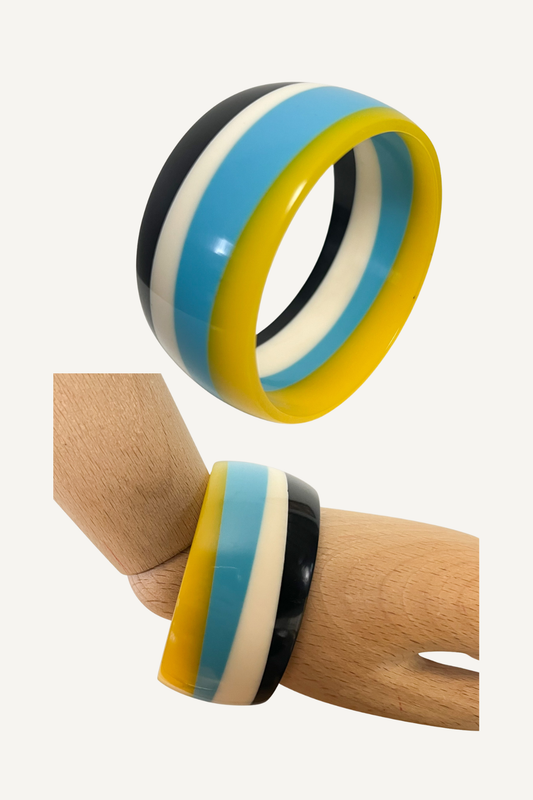 Bracelet Manchette Vintage Années 80 - Style Memphis Design - Graphique Multicolore