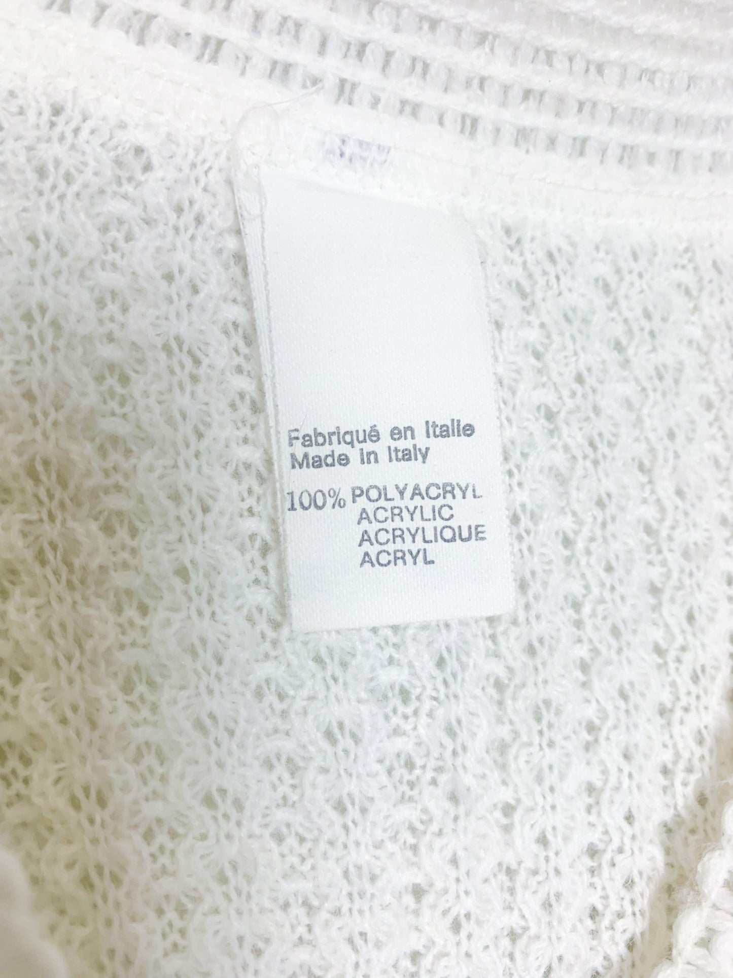 Cardigan Vintage Blanc en Maille Ajourée - Manches Courtes - T. 40
