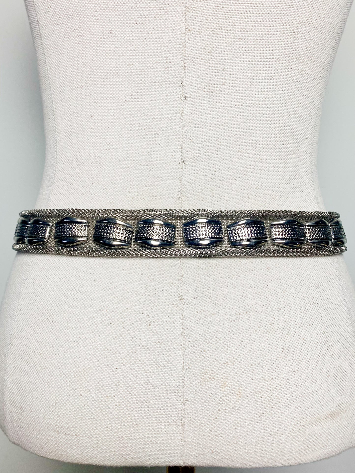 Ceinture Vintage Années 80 90 Métal Argenté Mailles Larges - Style Western/Bohème - Unisexe T 75