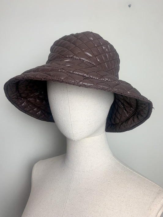 Bob / Chapeau de Pluie Matelassé Marron Brillant - Polyester Imperméable - Taille 56