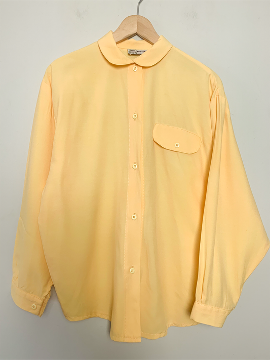 Chemisier jaune petit col rond vintage