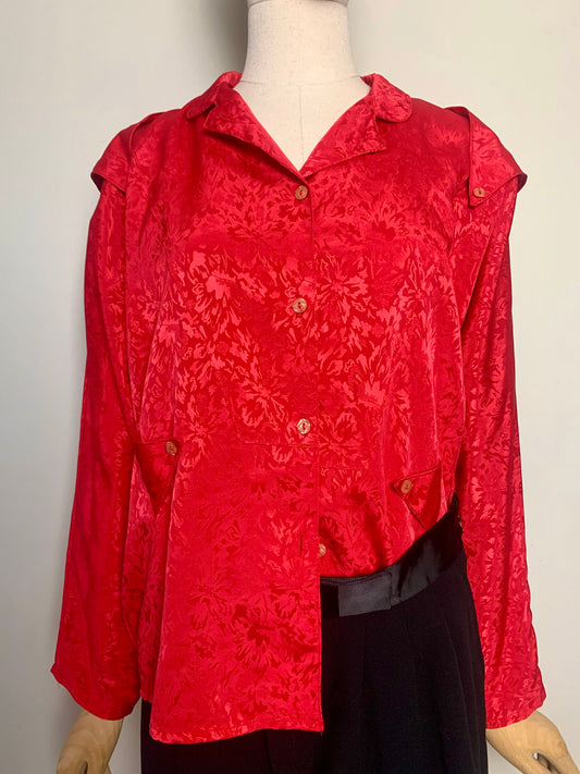 Blouse chemisier oversize rouge vintage