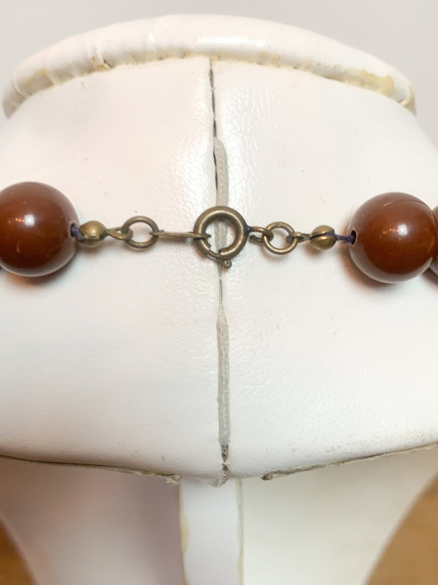 Collier Vintage Années 80 Grosses Perles - Marron & Noir - Style Statement Chic