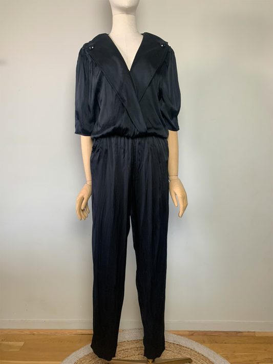 Combipantalon noire chic manches courtes vintage