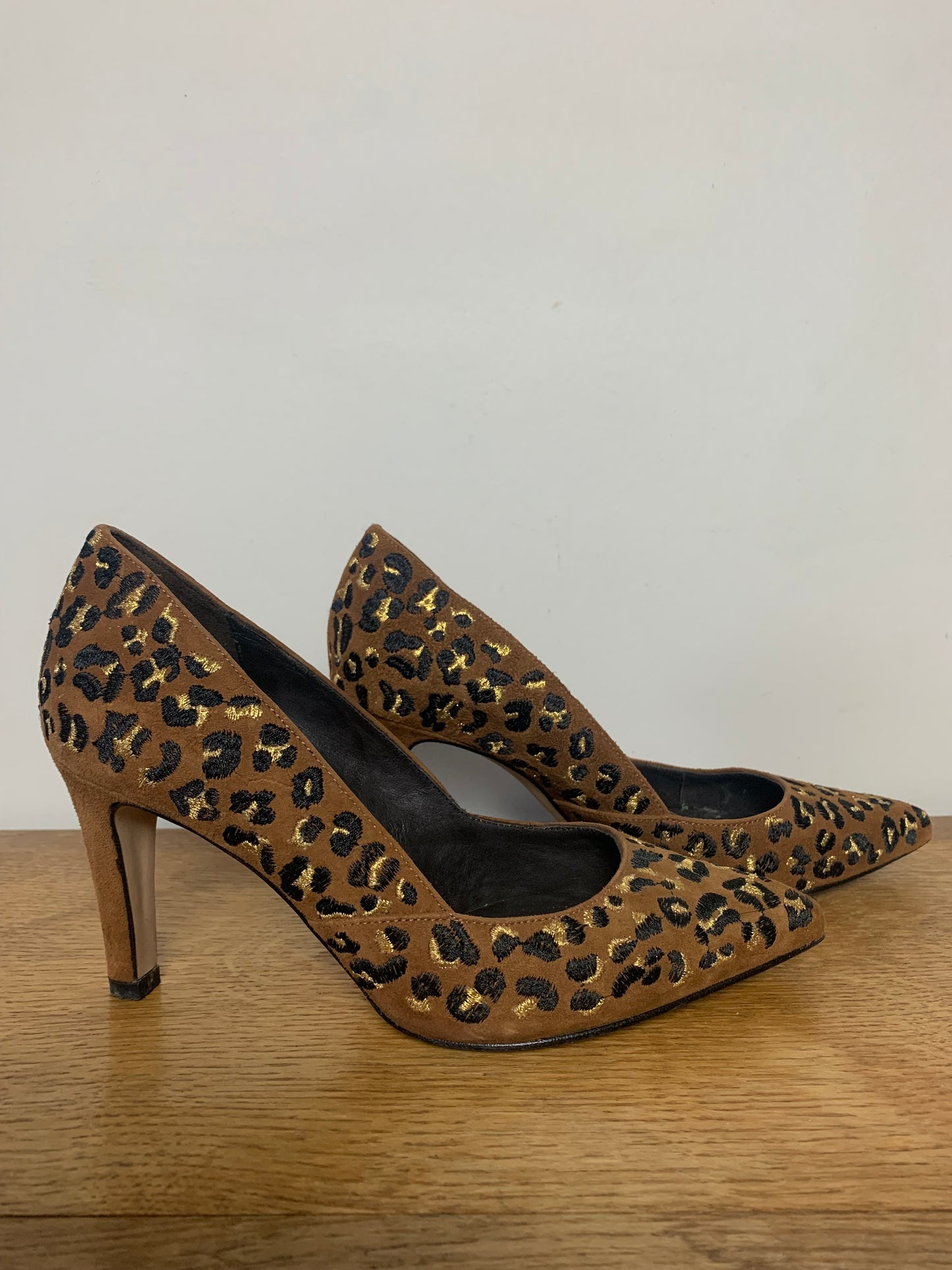 Souliers Chic Bocage T $36$ Cuir/Daim Léopard - Talon Élégant - Très Bon État