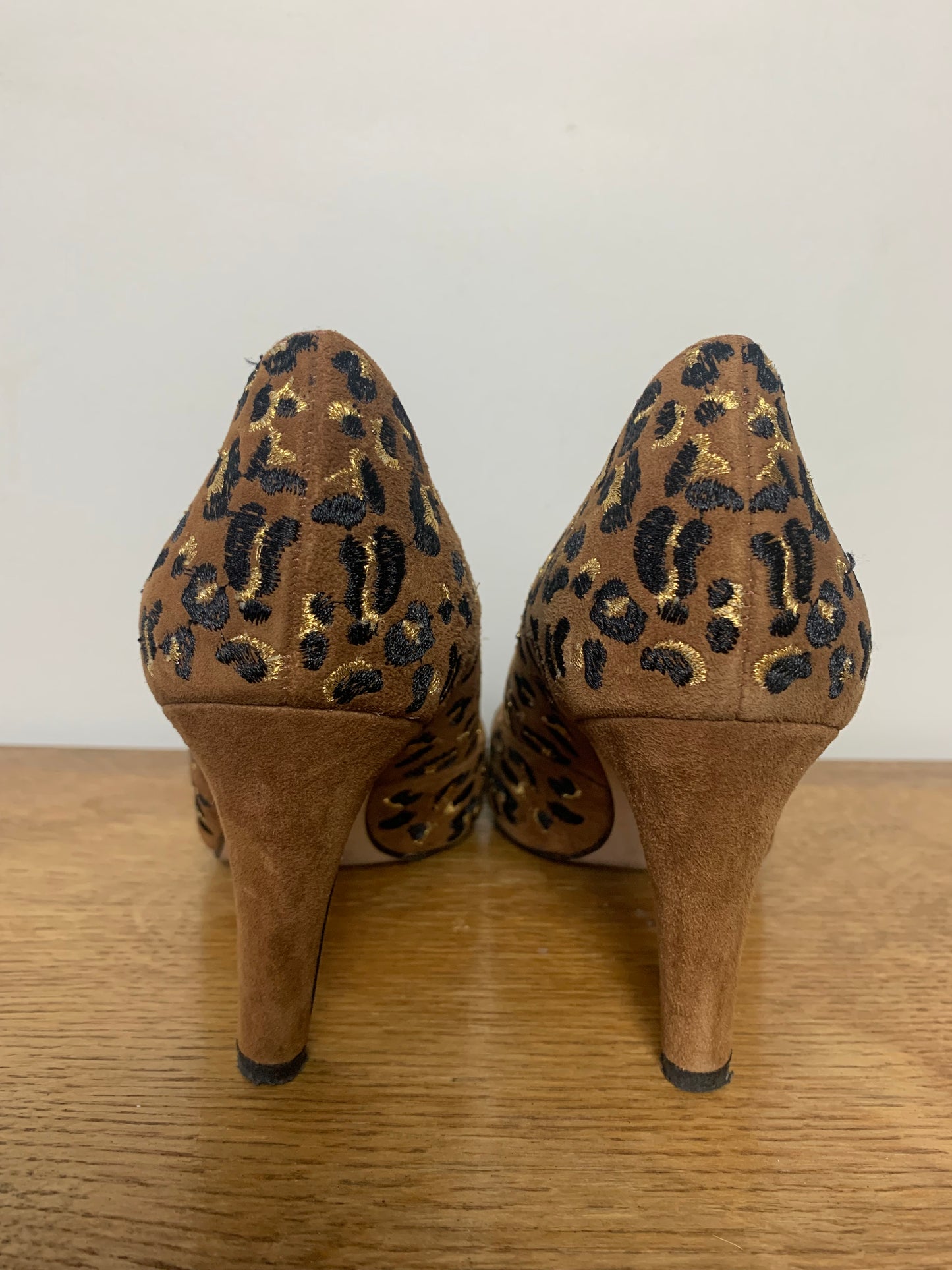 Souliers Chic Bocage T $36$ Cuir/Daim Léopard - Talon Élégant - Très Bon État