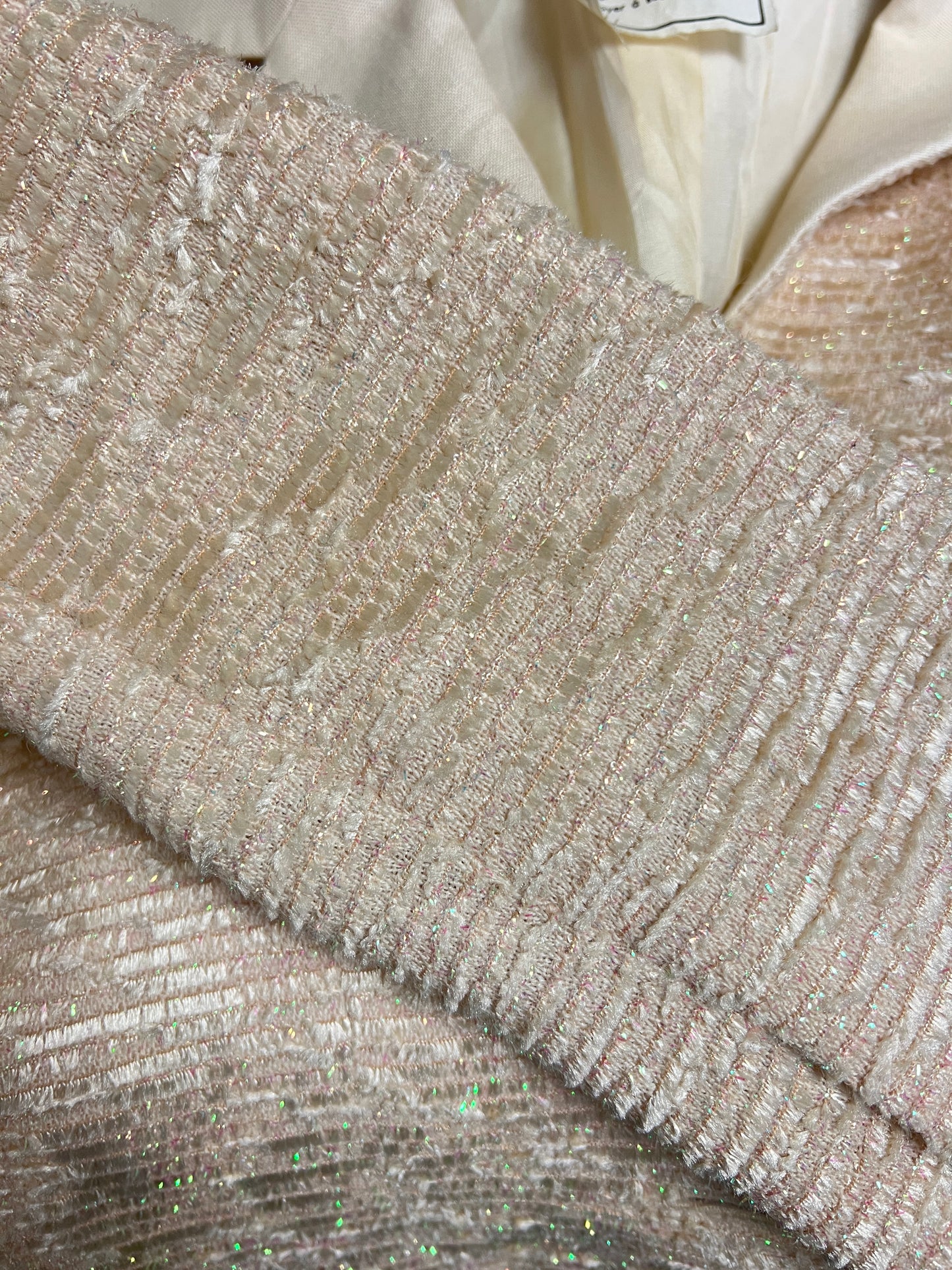 Veste Blazer Vintage Luxe J. FATH PARIS - Ivoire Fils Dorés - Coupe Cintrée - T 38