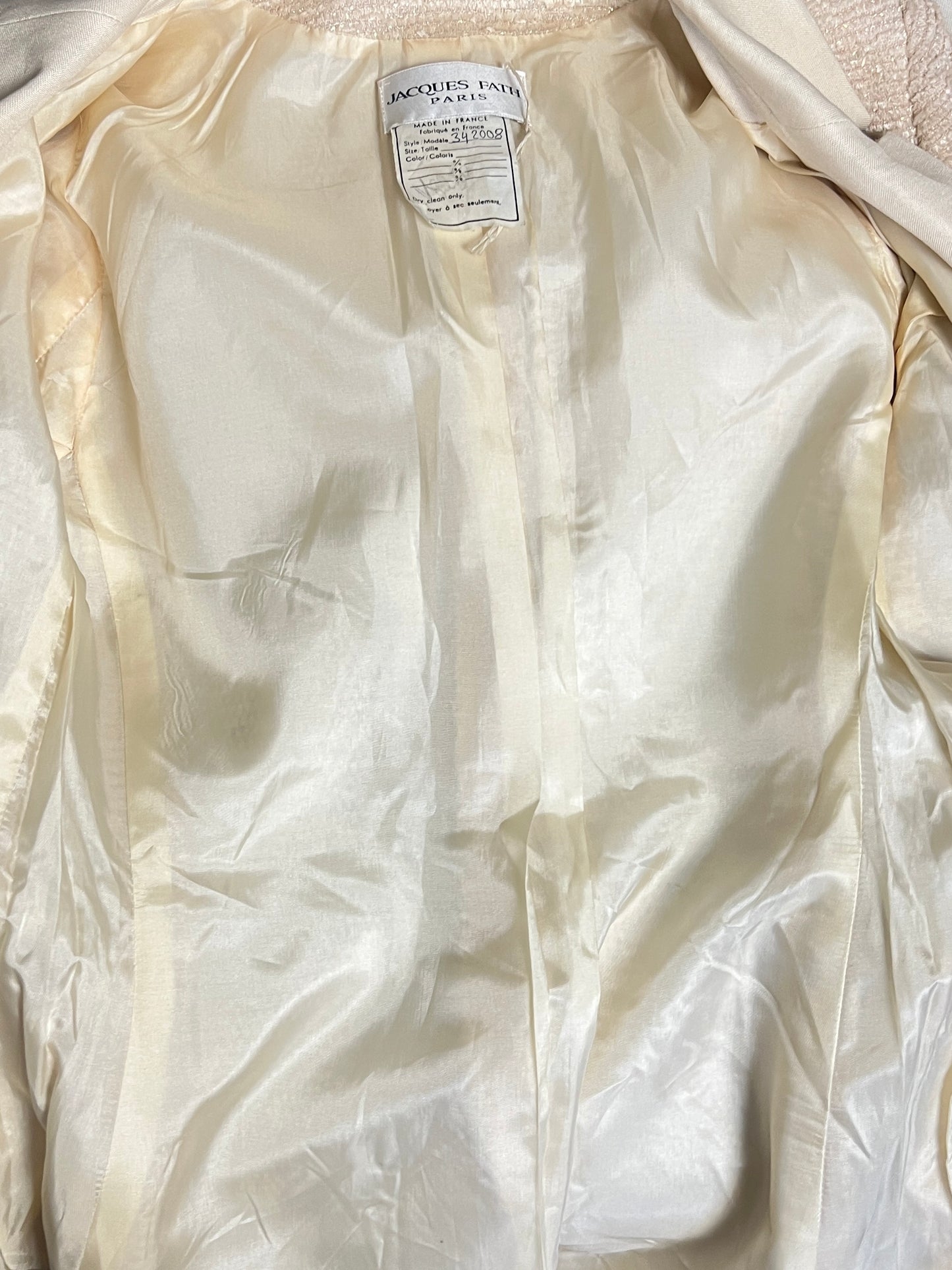 Veste Blazer Vintage Luxe J. FATH PARIS - Ivoire Fils Dorés - Coupe Cintrée - T 38