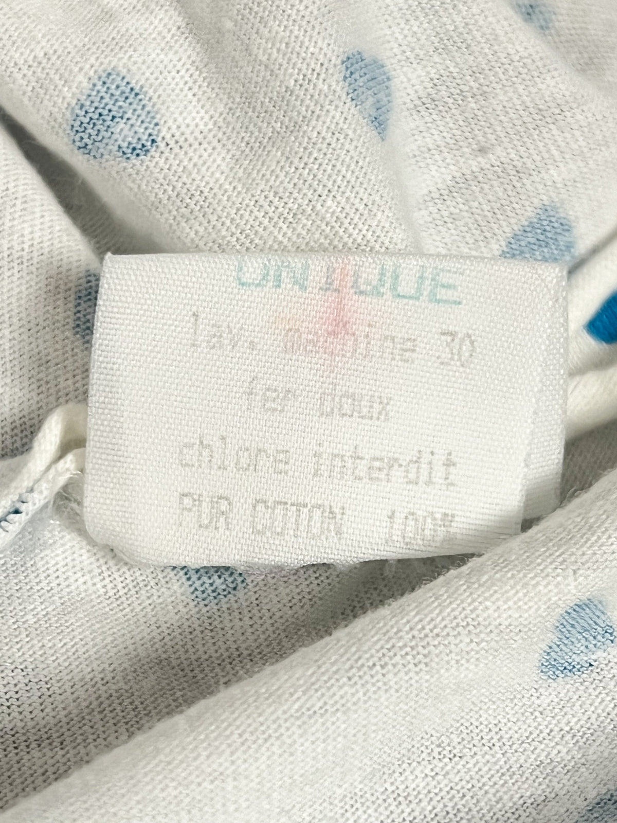 Débardeur Vintage Années 80 90 Dos Nu à Nœuds Imprimé Cœurs bleu turquoise – Fabriqué en France – T36/38