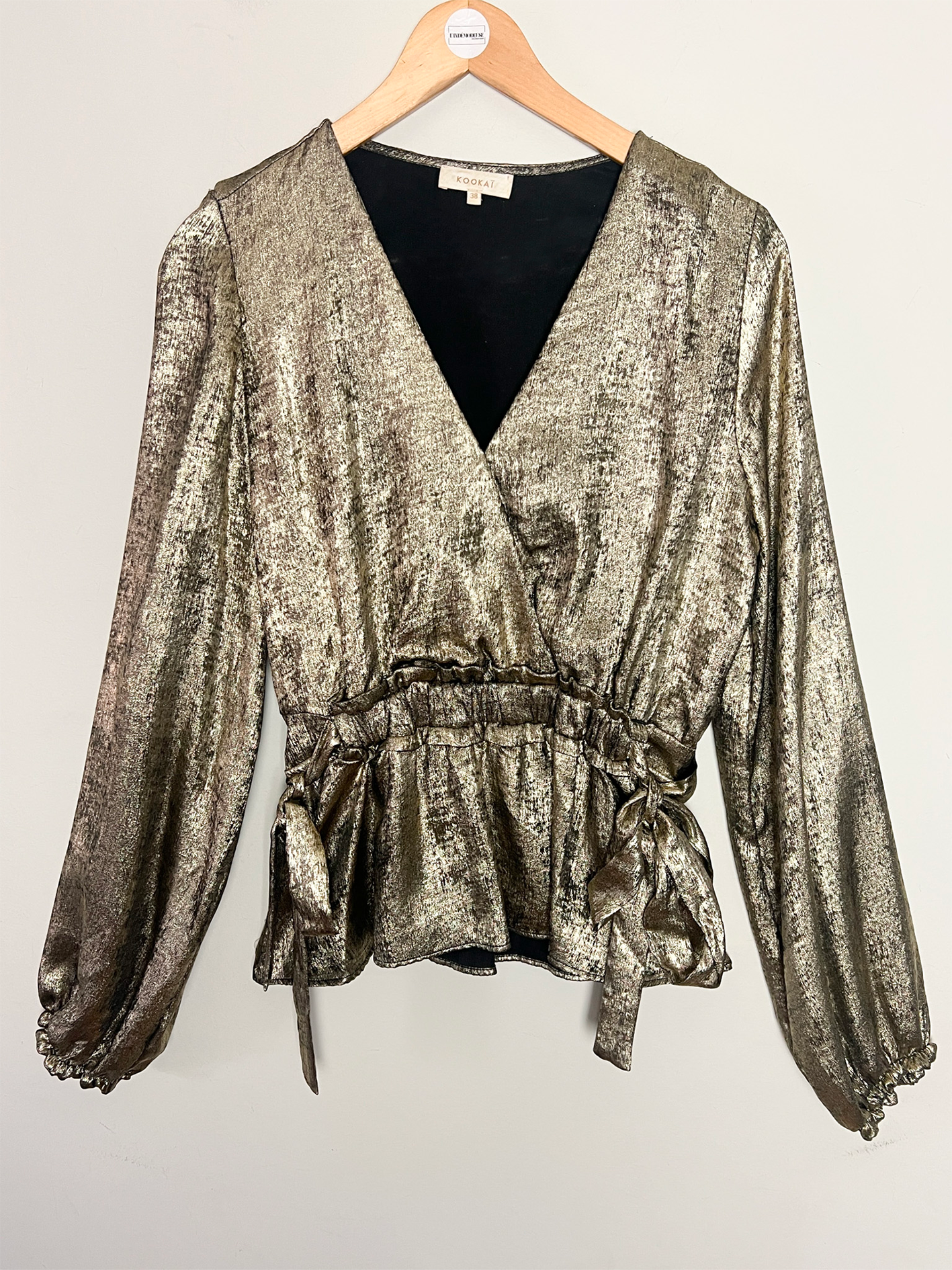 Blouse Lamé Mordoré - Col Cache-Cœur Péplum - Kookai -T 38