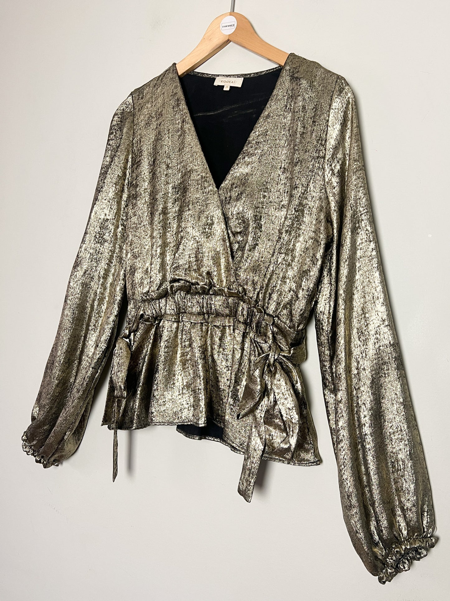 Blouse Lamé Mordoré - Col Cache-Cœur Péplum - Kookai -T 38