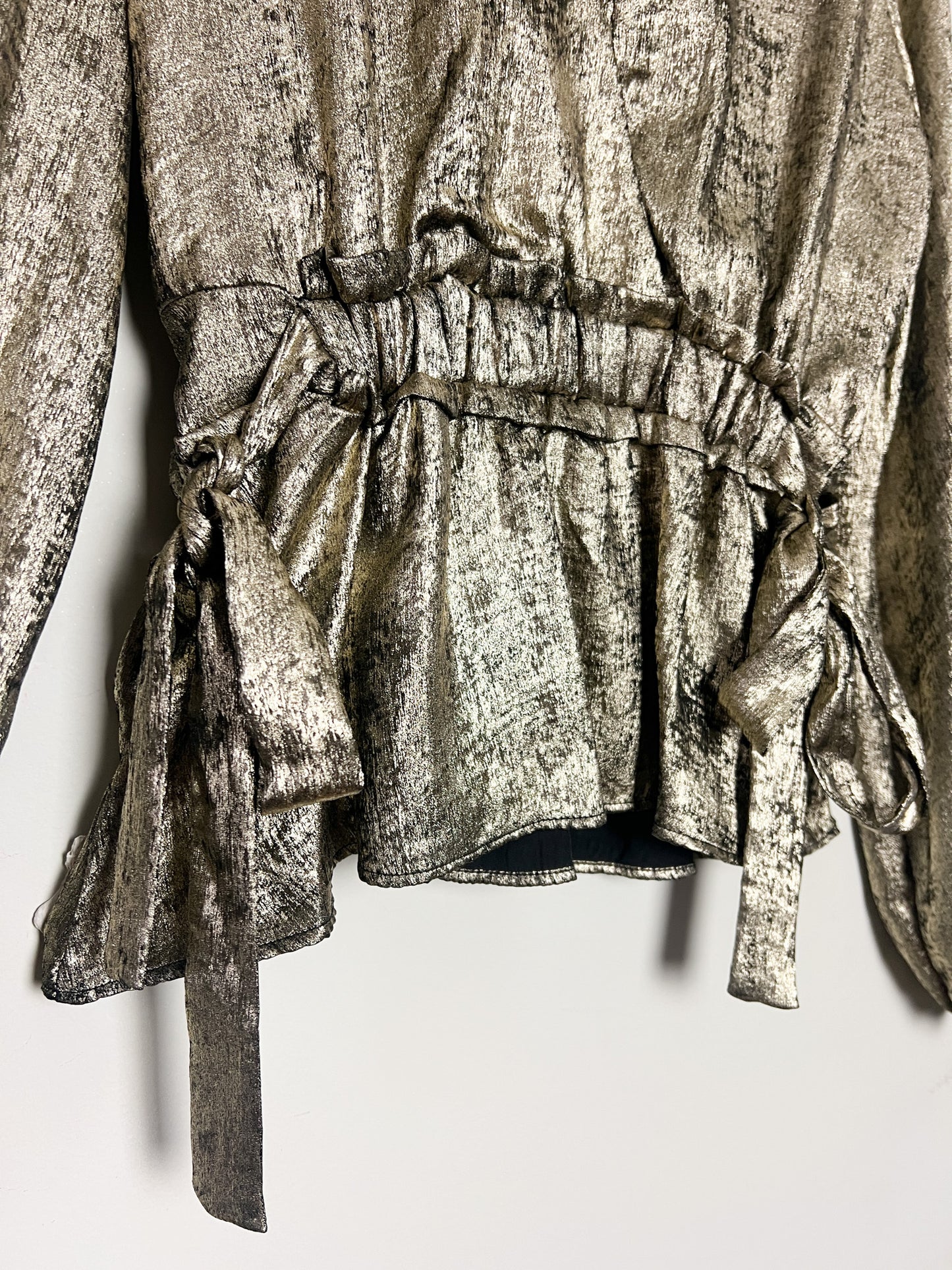 Blouse Lamé Mordoré - Col Cache-Cœur Péplum - Kookai -T 38