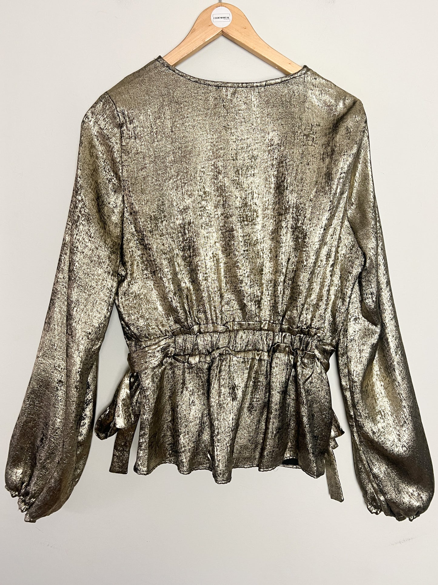 Blouse Lamé Mordoré - Col Cache-Cœur Péplum - Kookai -T 38