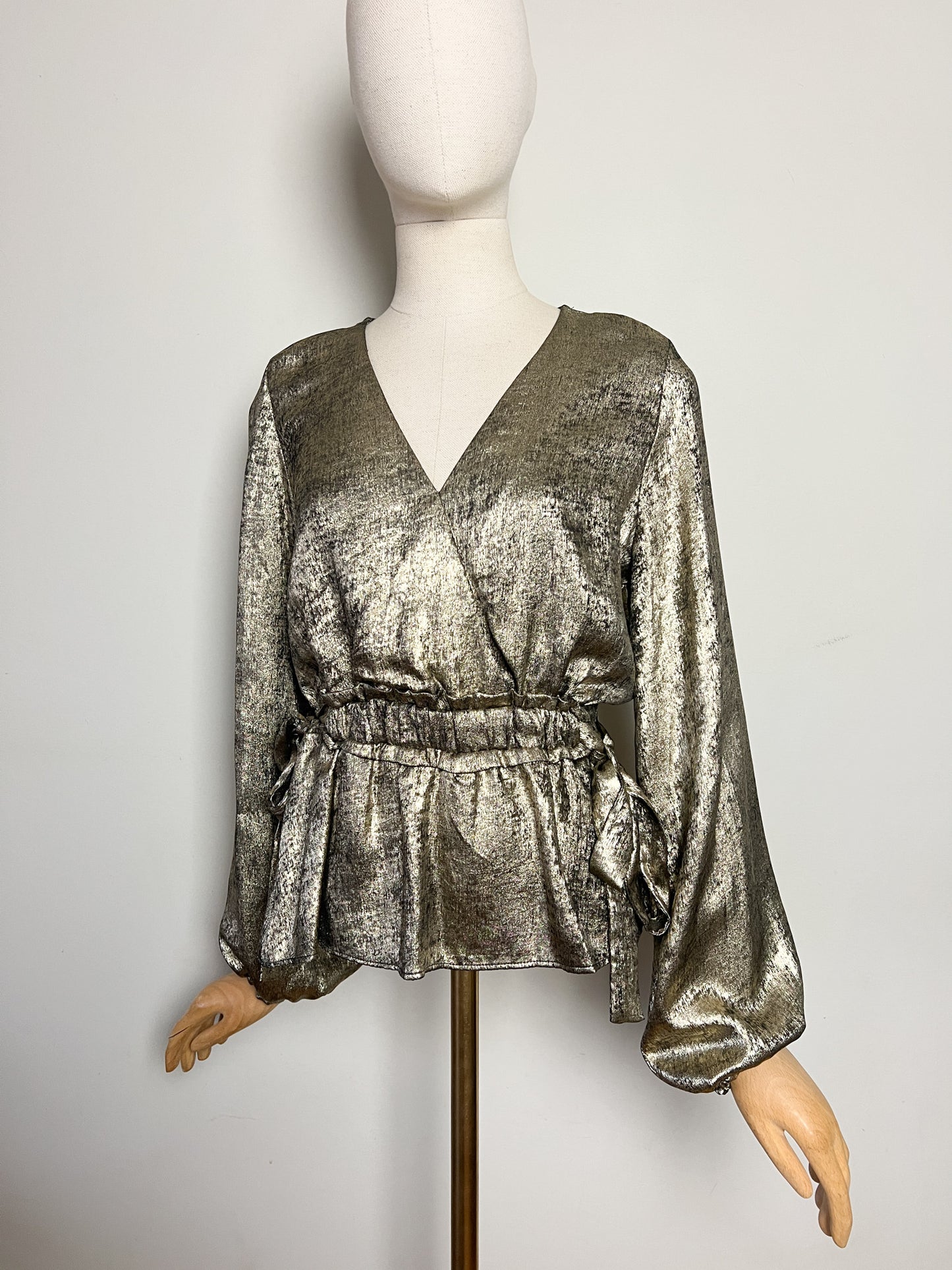 Blouse Lamé Mordoré - Col Cache-Cœur Péplum - Kookai -T 38