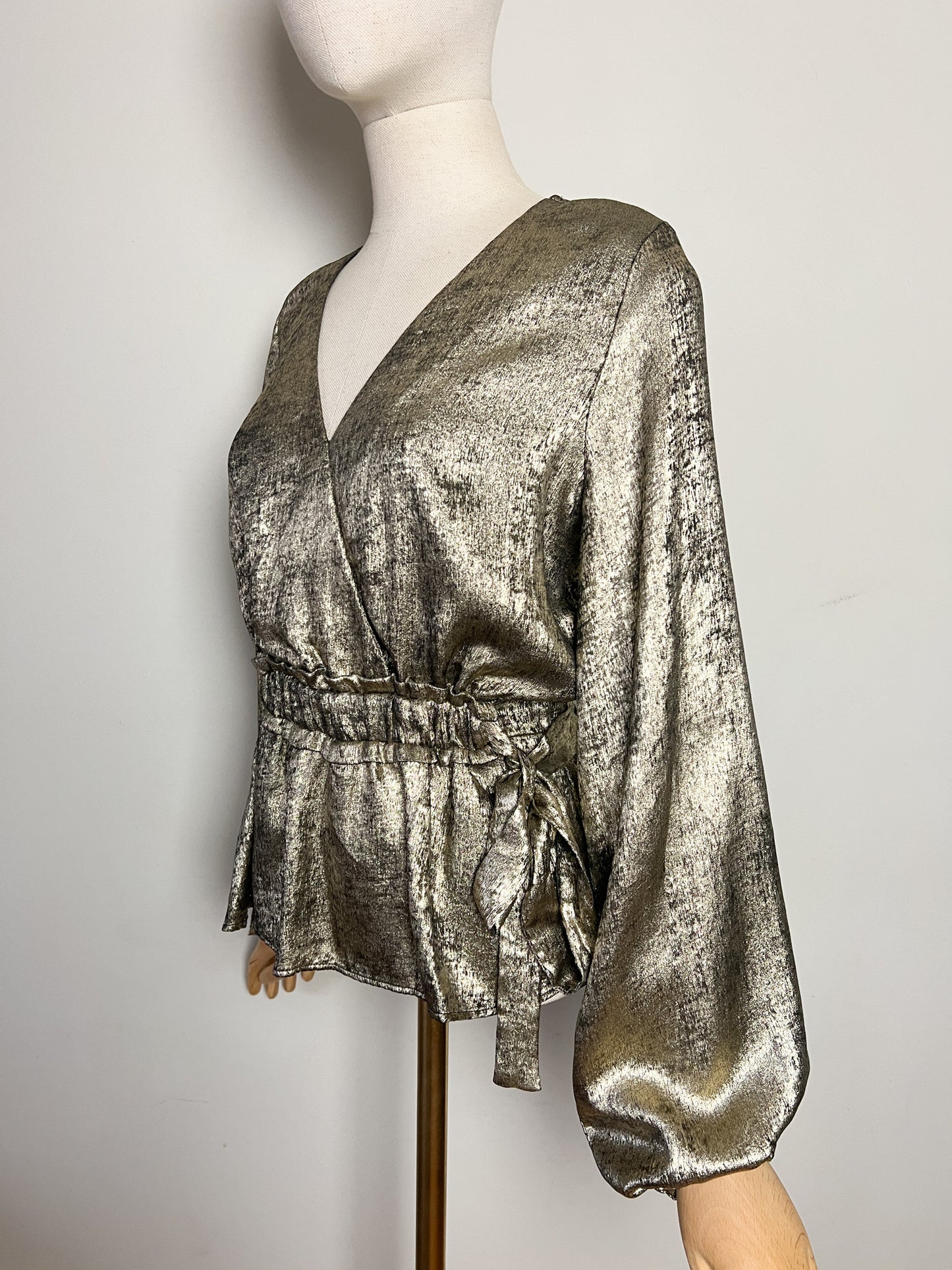 Blouse Lamé Mordoré - Col Cache-Cœur Péplum - Kookai -T 38