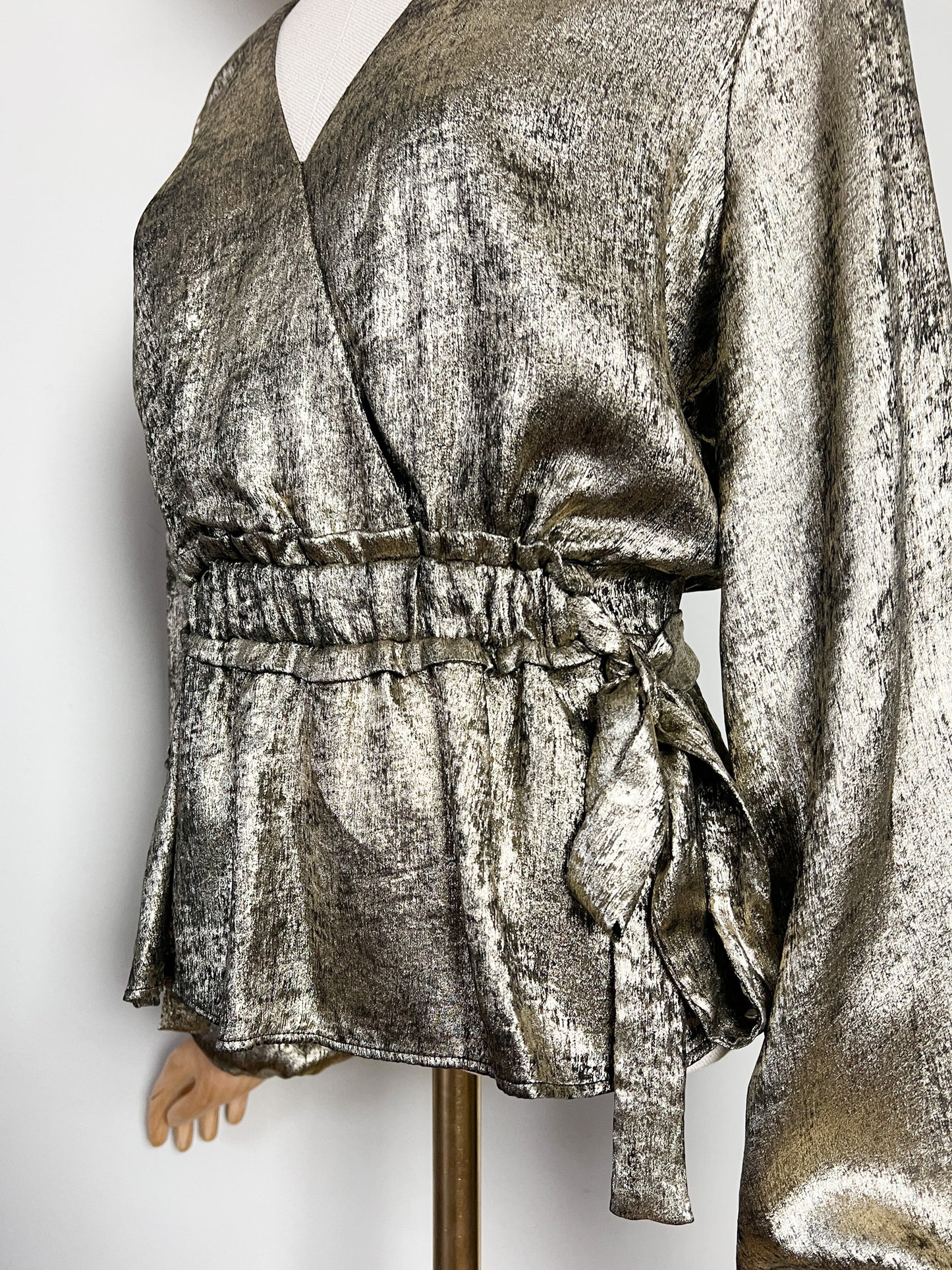 Blouse Lamé Mordoré - Col Cache-Cœur Péplum - Kookai -T 38