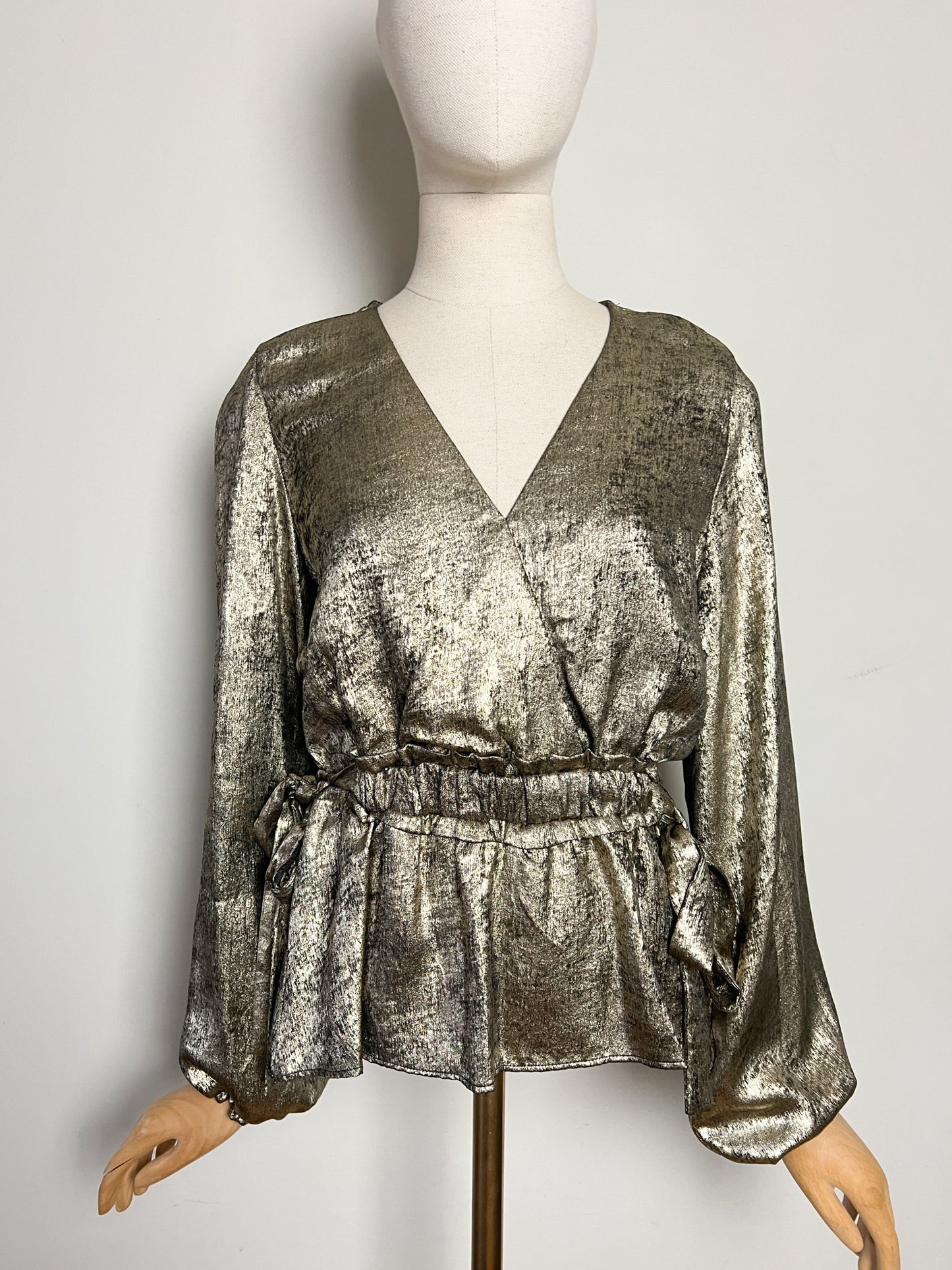 Blouse Lamé Mordoré - Col Cache-Cœur Péplum - Kookai -T 38