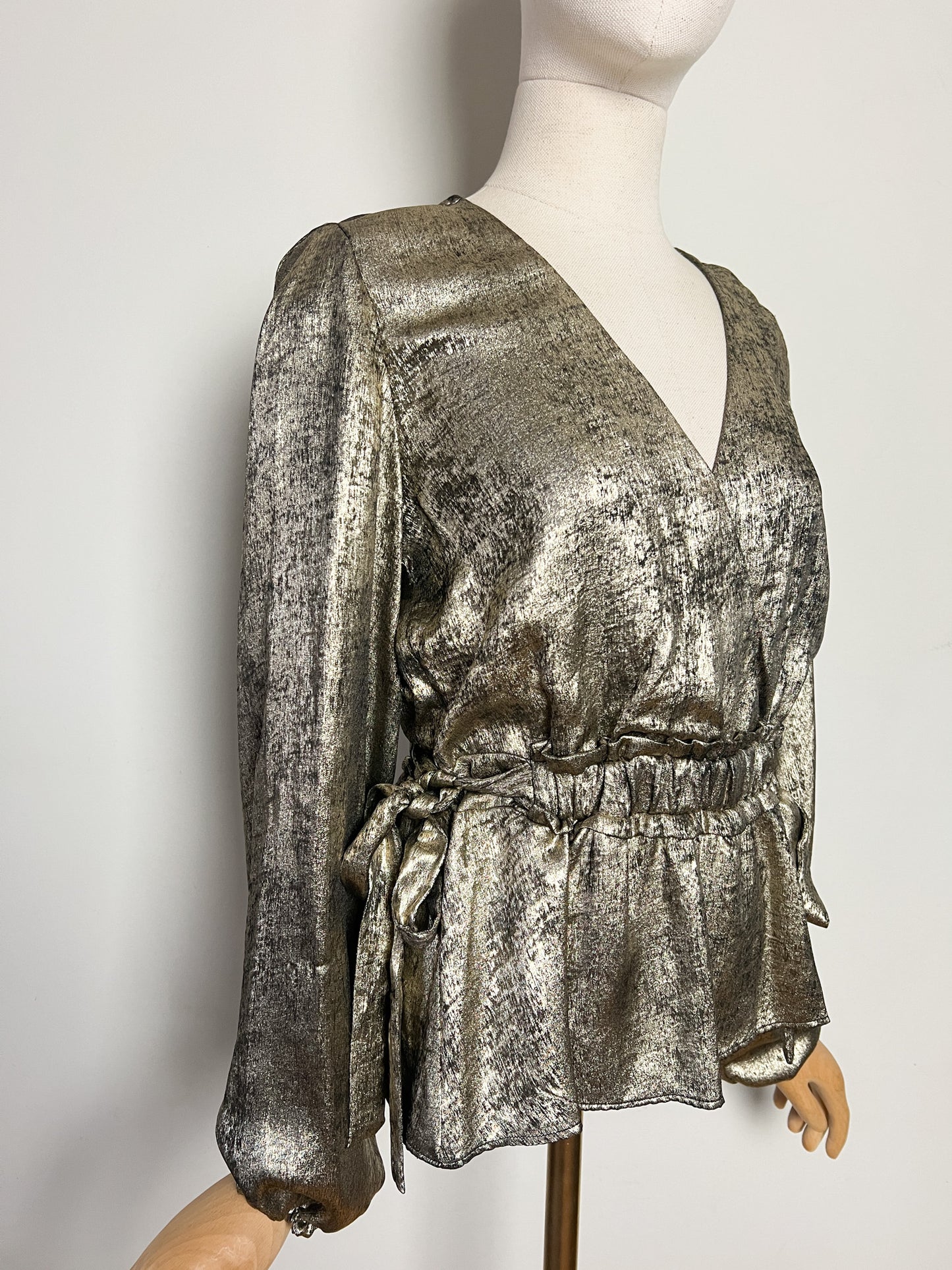 Blouse Lamé Mordoré - Col Cache-Cœur Péplum - Kookai -T 38