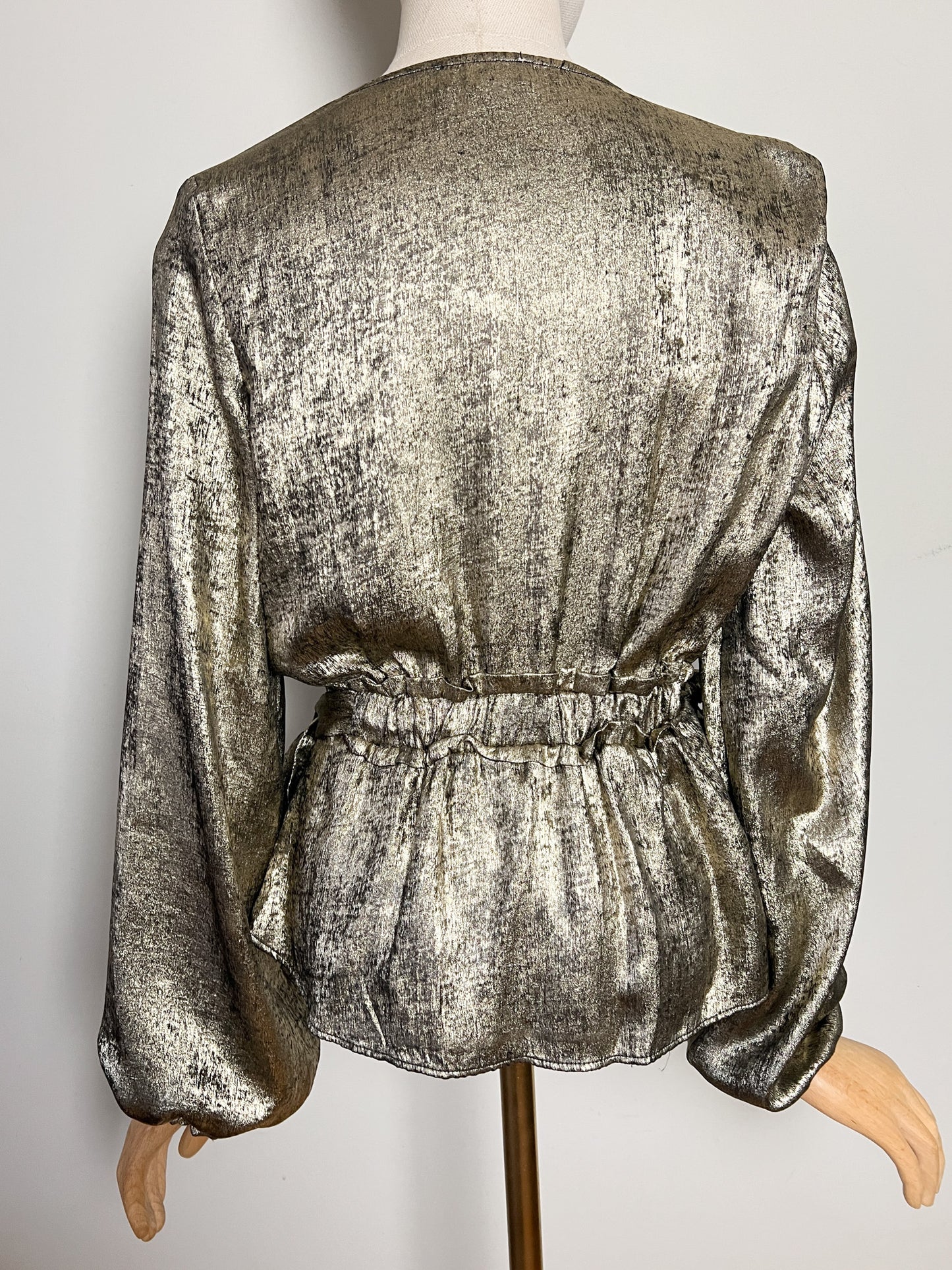 Blouse Lamé Mordoré - Col Cache-Cœur Péplum - Kookai -T 38