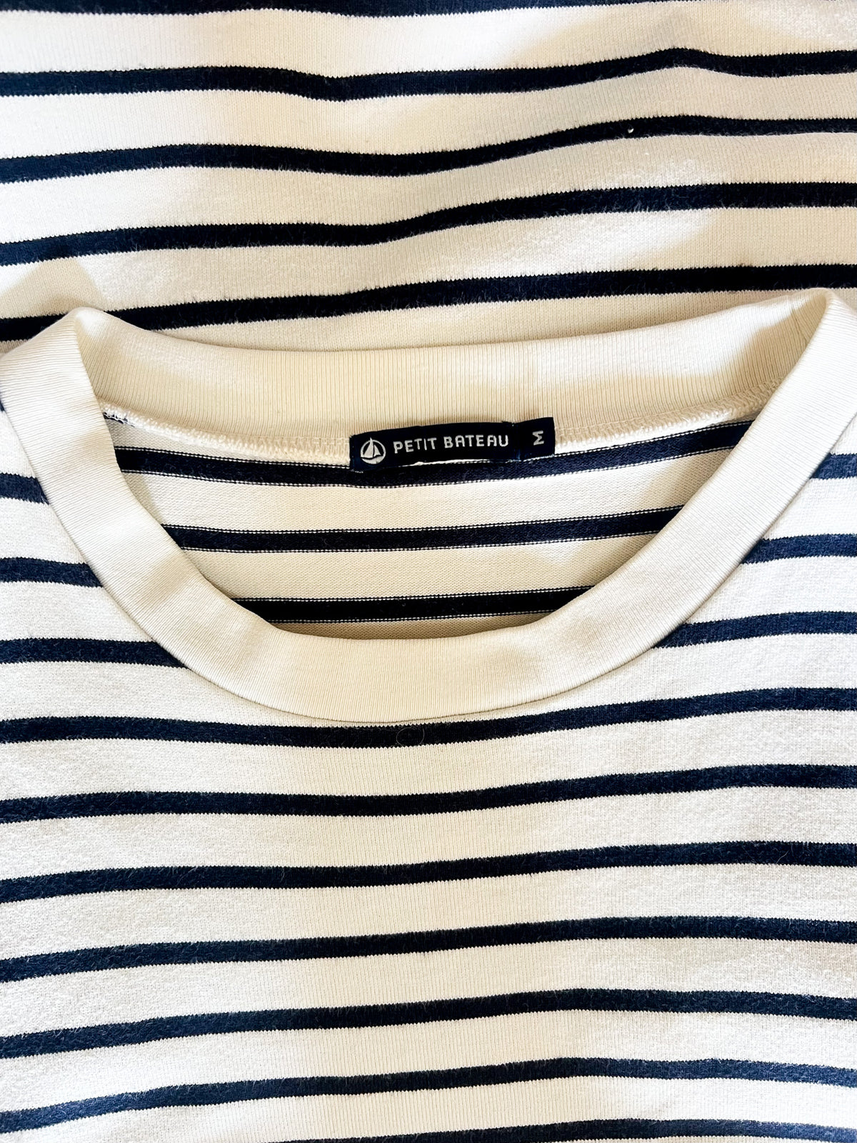 Mini Robe Marinière Sans Manche Petit Bateau – Blanche & Rayures Noires – 100% Coton Épais – T.38