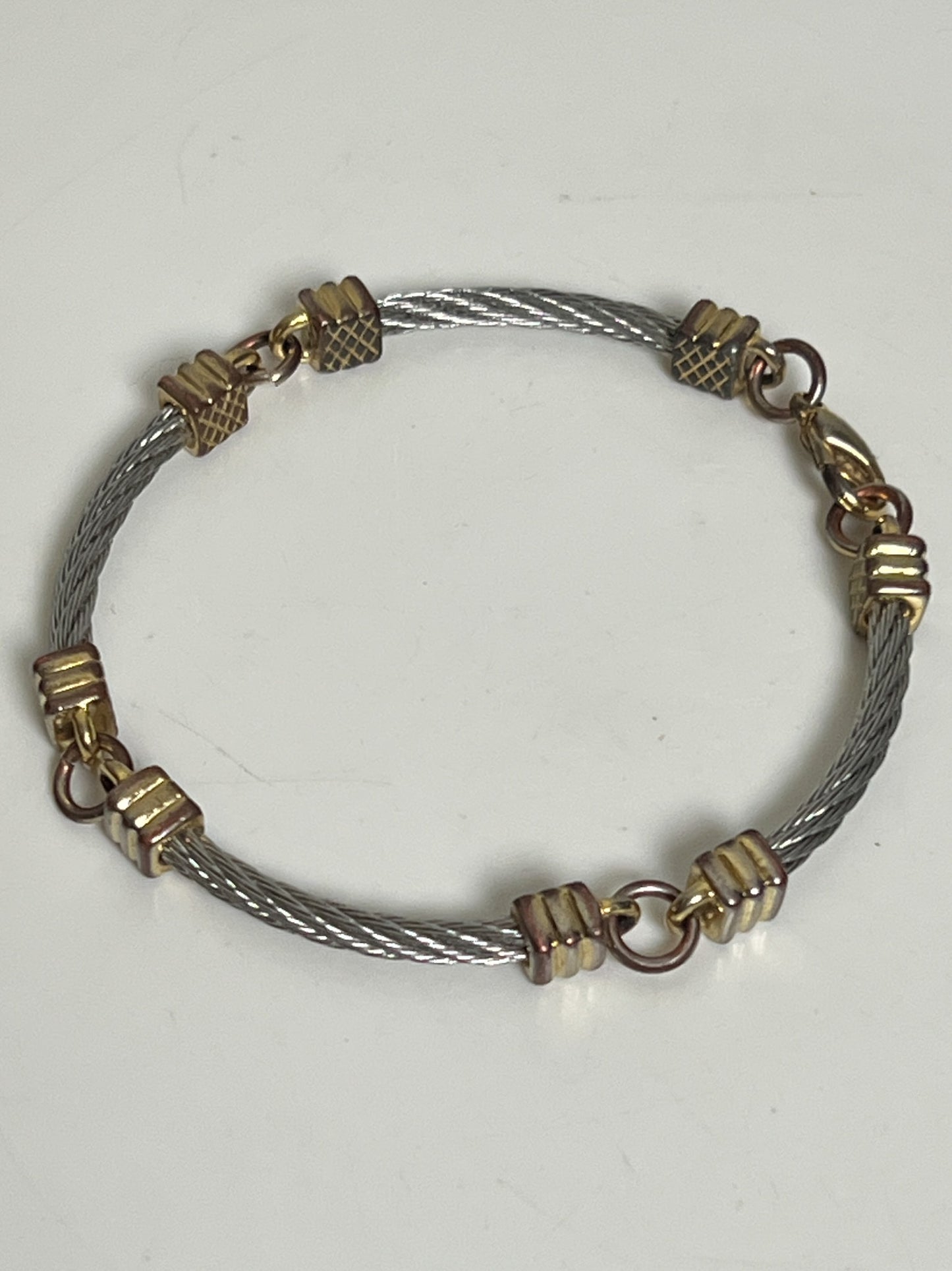Bracelet Jonc Vintage Années 80  Bi-ton (Argenté/Doré) - Manchette Semi-Rigide Stylisée