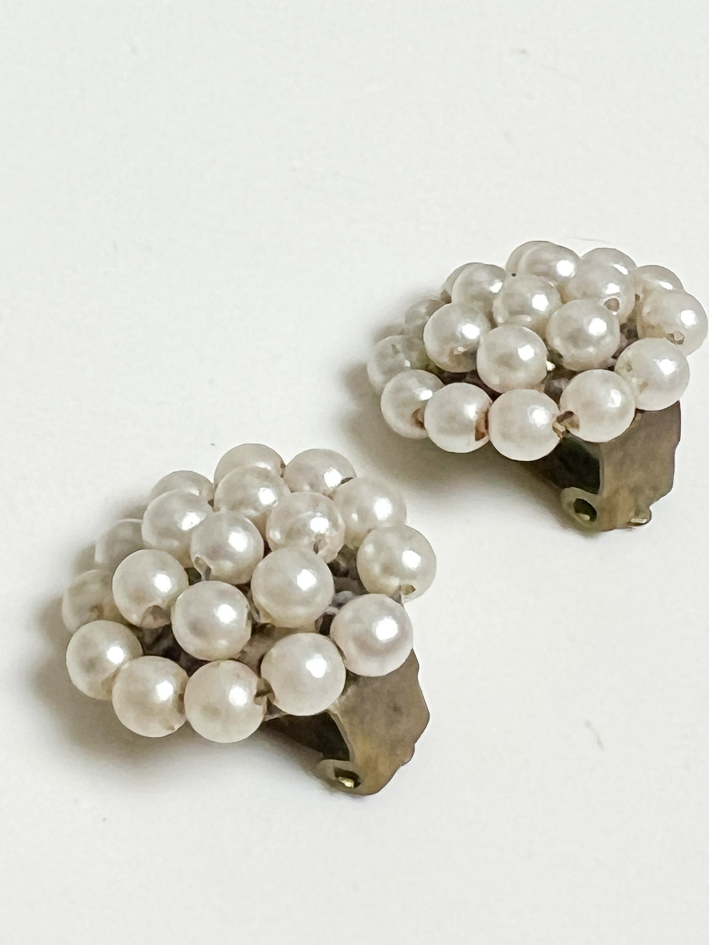 Boucles d'Oreilles Clip Vintage Années 80 90 Dorées & Perles Fantaisie - Rétro Chic