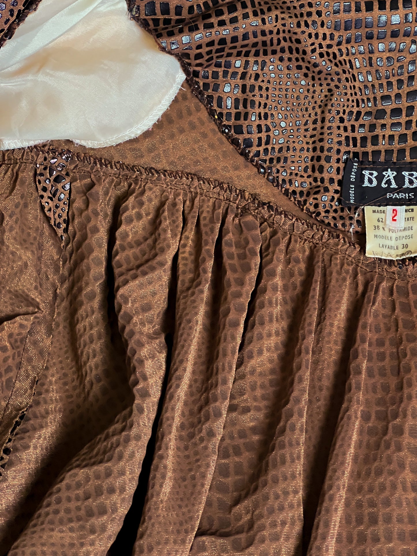 Cardigan Veste Vintage Années 80 - Manches Chauve-Souris - Épaulettes - Imprimé Relief Babu T40
