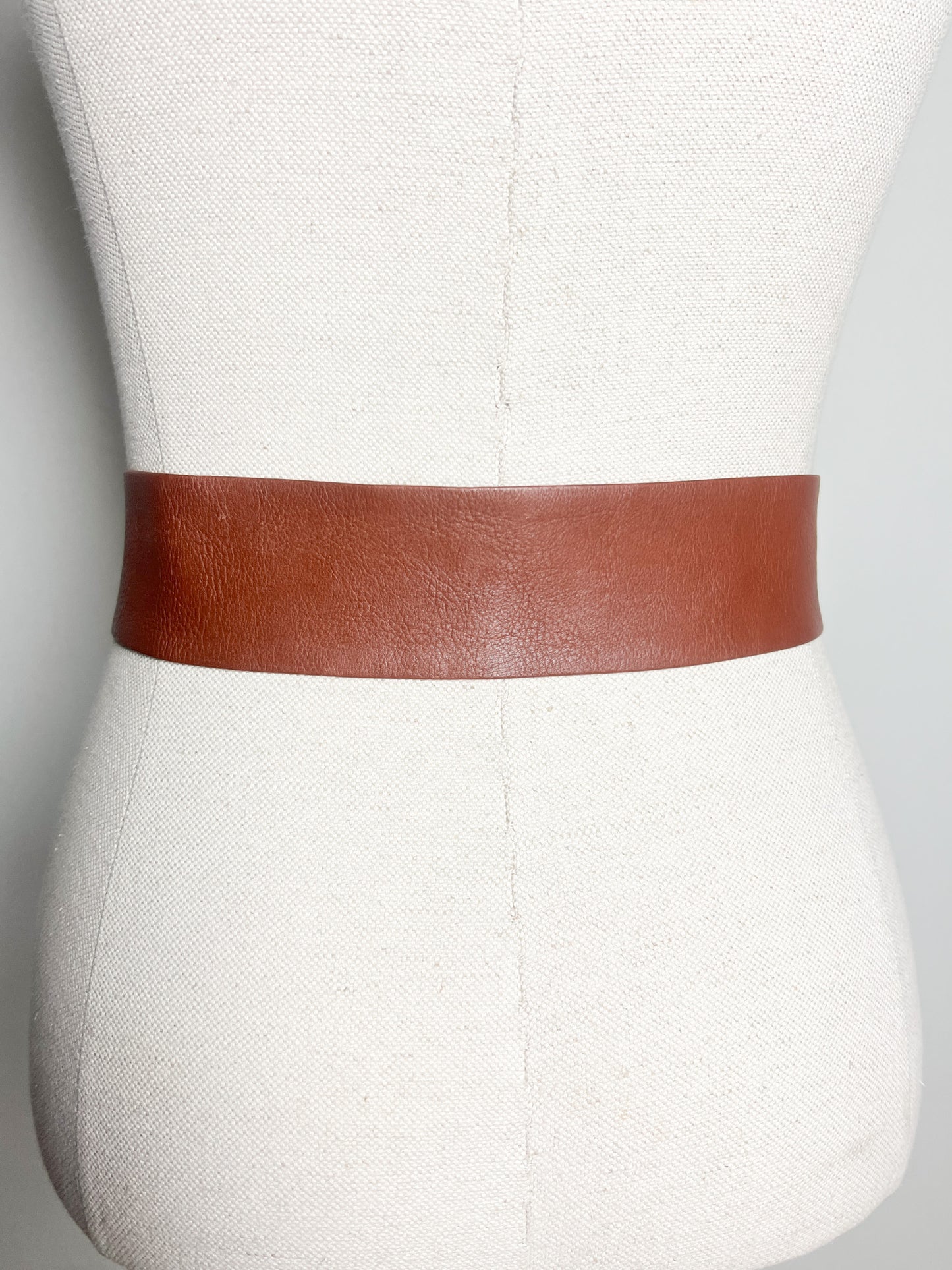 Ceinture Vintage Années 70 80 Large Cuir Souple - Camel - Boucle Recouverte - Made In France T 80