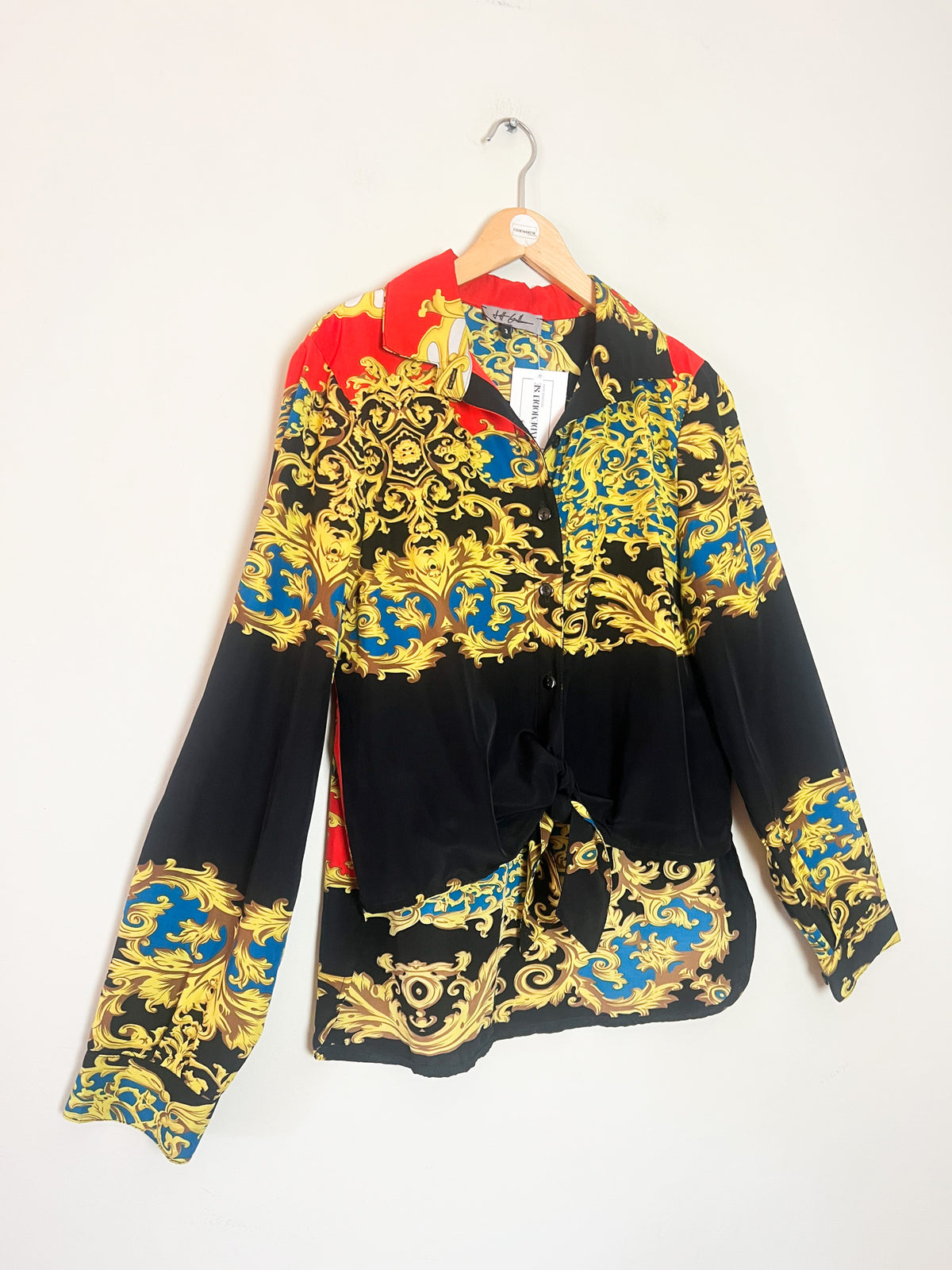 Chemise Vintage Années 90 — Imprimé Foulard Baroque — Made in France — Jeff Gallano "Caraïbe"— T3 (40/42)