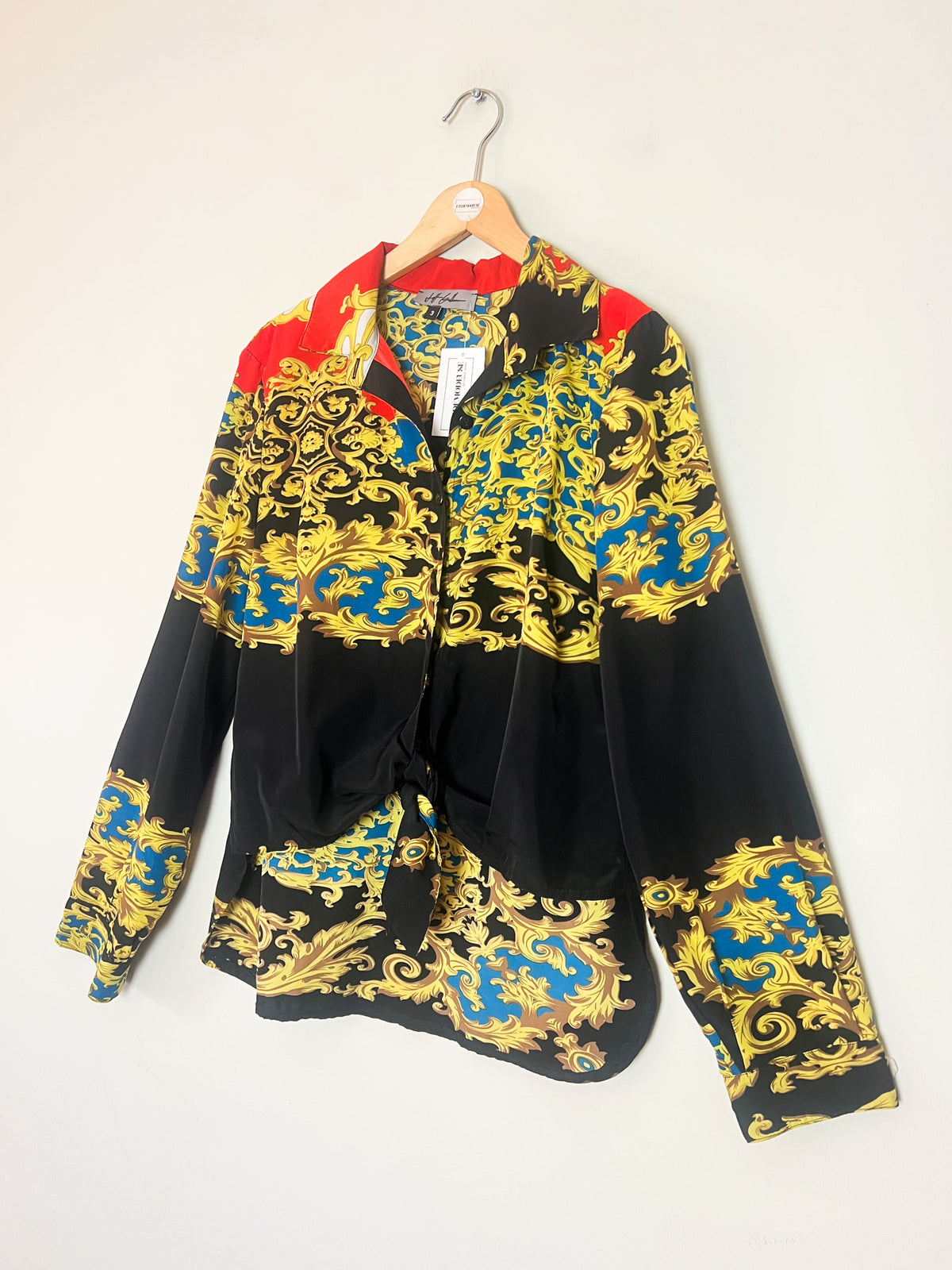Chemise Vintage Années 90 — Imprimé Foulard Baroque — Made in France — Jeff Gallano "Caraïbe"— T3 (40/42)