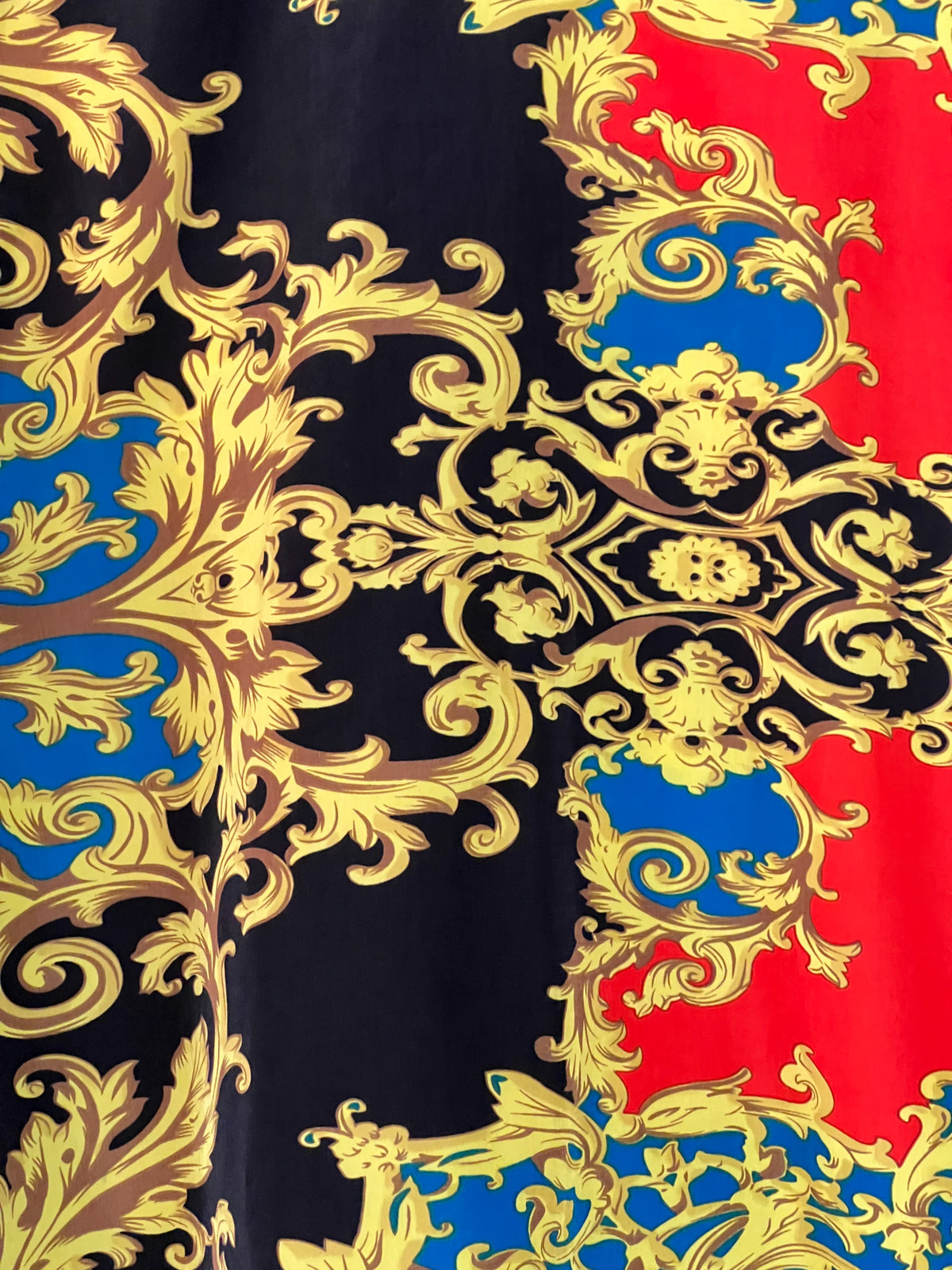 Chemise Vintage Années 90 — Imprimé Foulard Baroque — Made in France — Jeff Gallano "Caraïbe"— T3 (40/42)