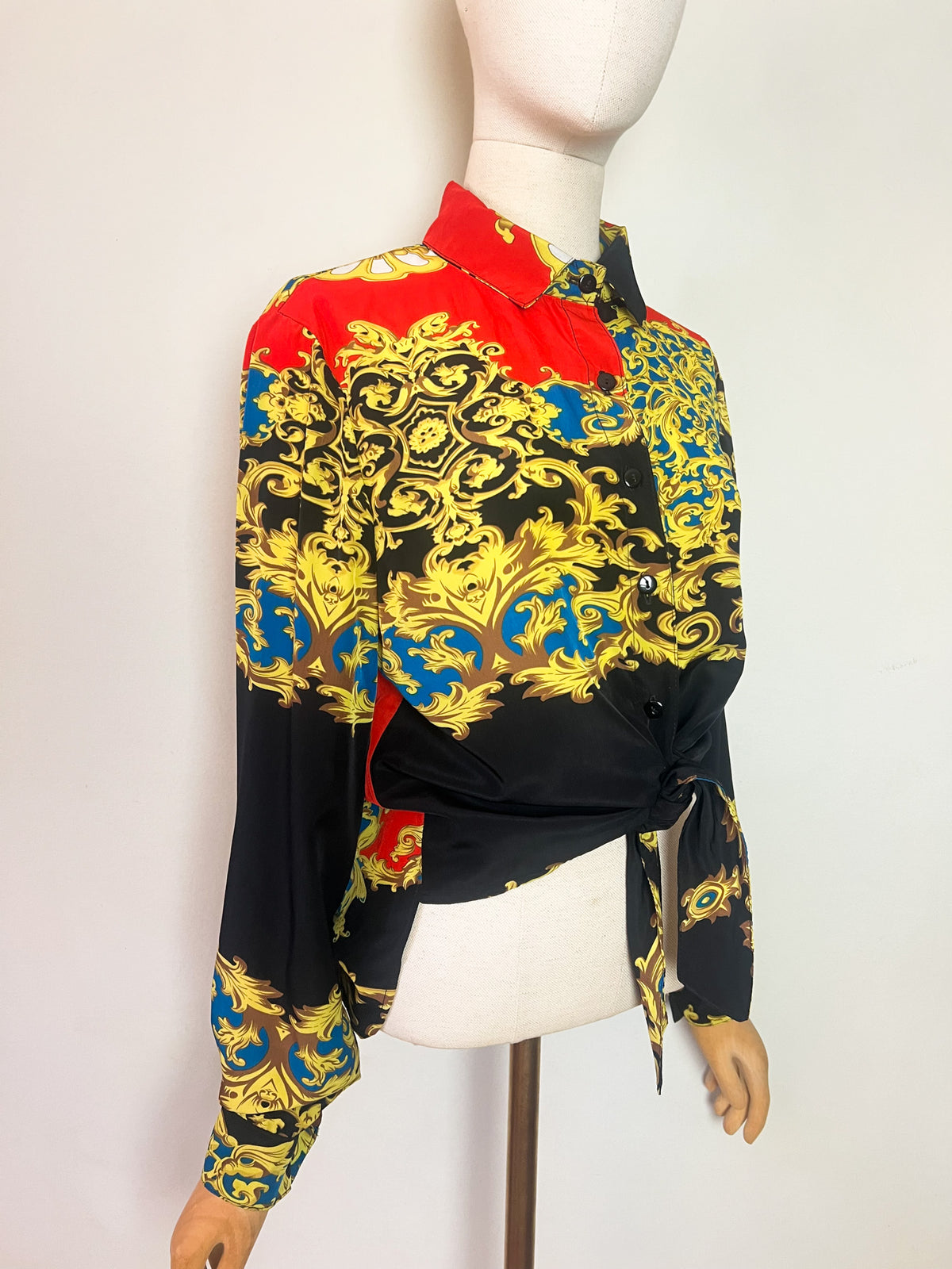 Chemise Vintage Années 90 — Imprimé Foulard Baroque — Made in France — Jeff Gallano "Caraïbe"— T3 (40/42)