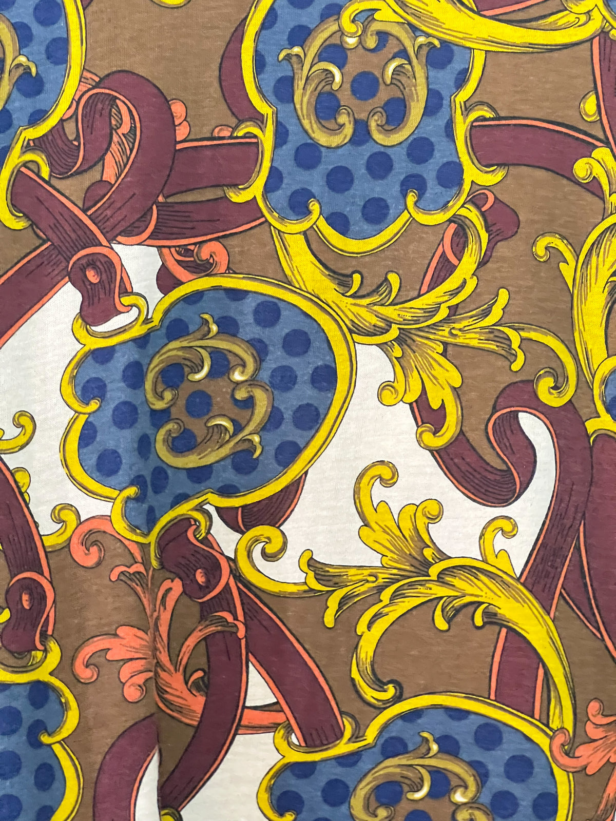 T-shirt Manches Courtes Vintage Imprimé Foulard Baroque – Coupe Boxy – Taille 38/40