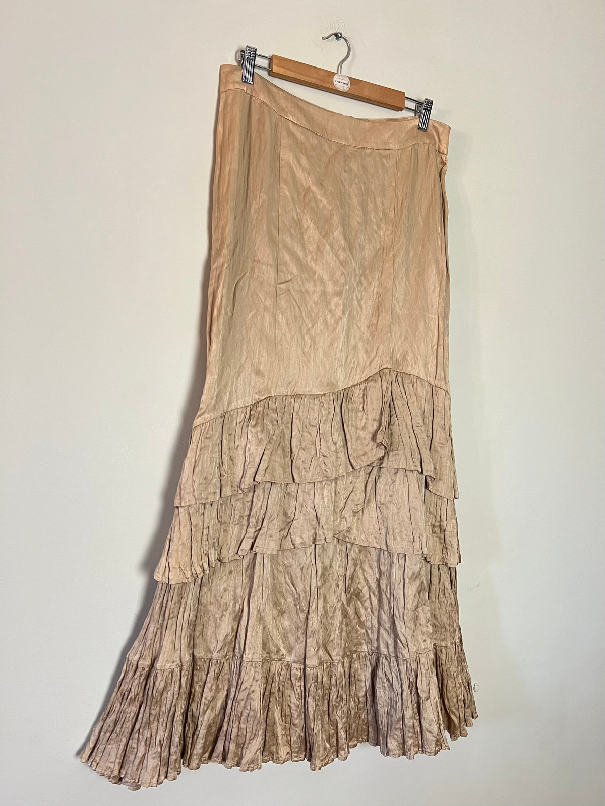 Jupe Longue Soie & Coton Beige – Volants Javier Simorra– T38