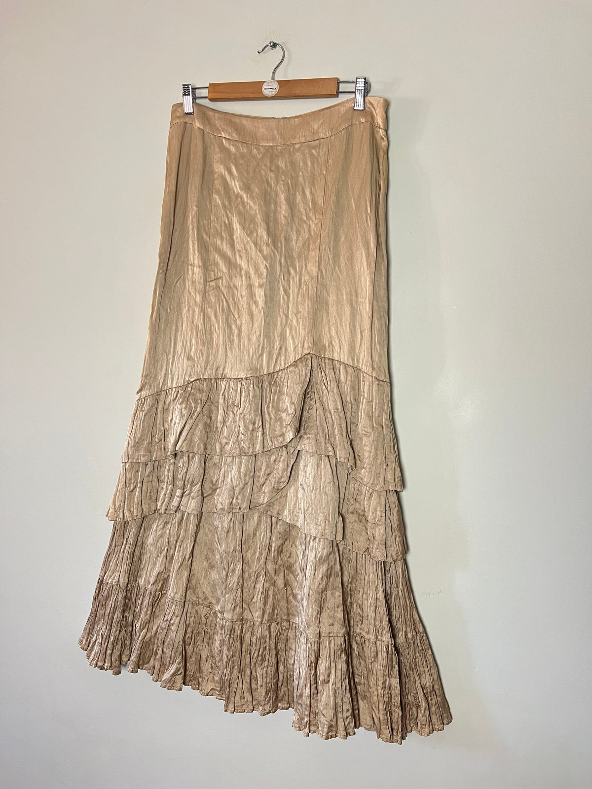 Jupe Longue Soie & Coton Beige – Volants Javier Simorra– T38