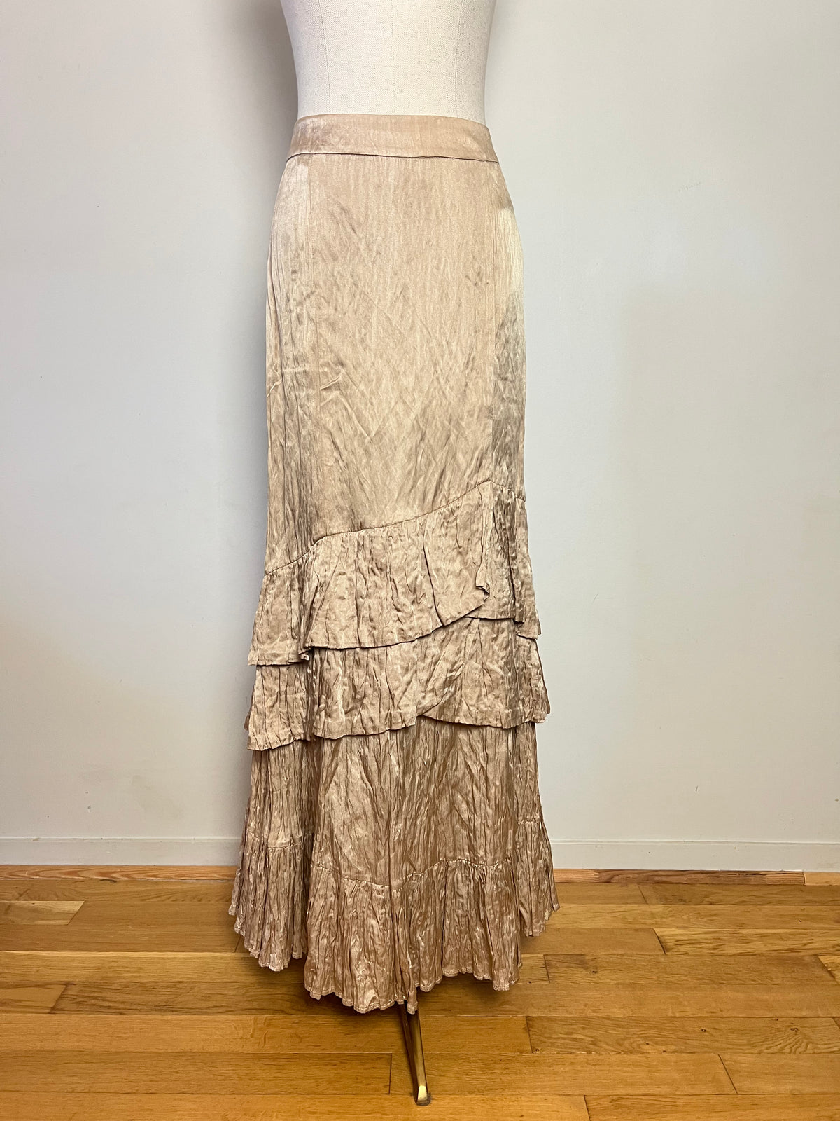Jupe Longue Soie & Coton Beige – Volants Javier Simorra– T38