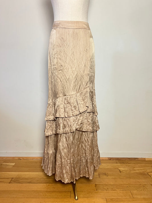 Jupe Longue Soie & Coton Beige – Volants Javier Simorra– T38