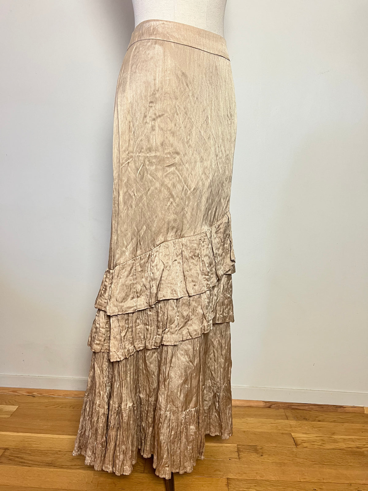 Jupe Longue Soie & Coton Beige – Volants Javier Simorra– T38