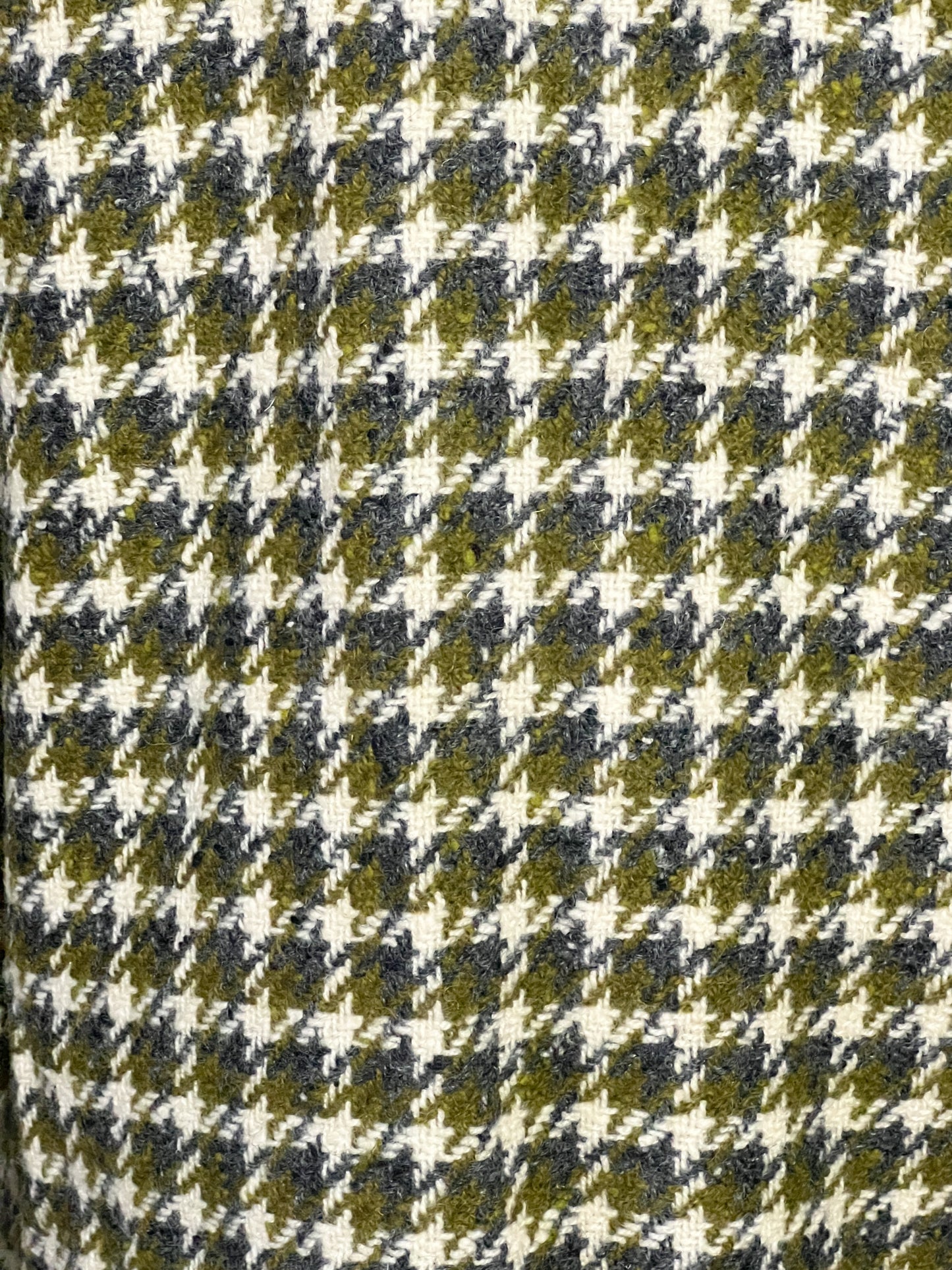Manteau Vintage Oversize Années 80 90 - 100% Pure Laine Vierge Woolmark - Pied De Coq Crème & Vert T40/42